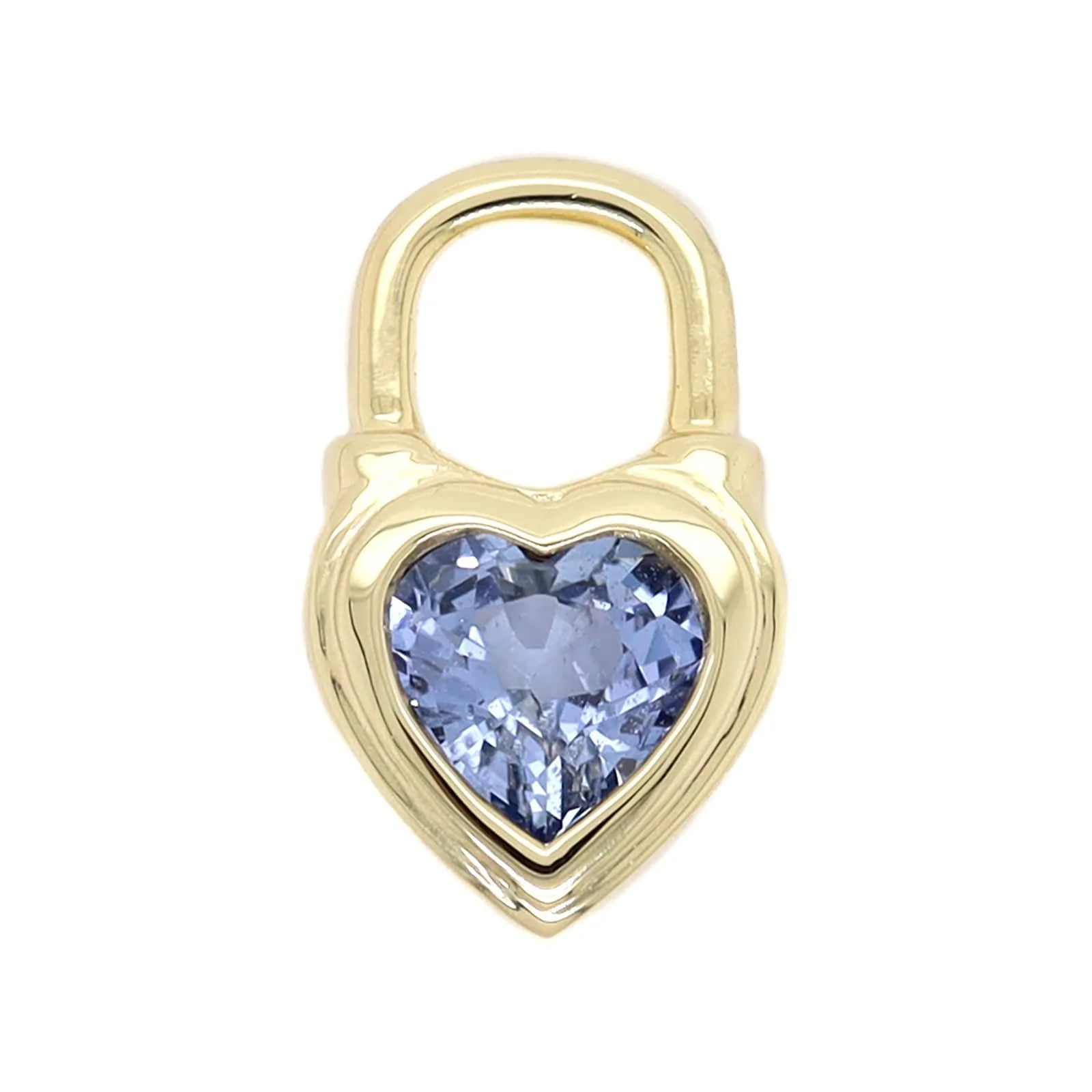 Three Stories 14K Yellow Gold Blue Sapphire Beating Heart Charm