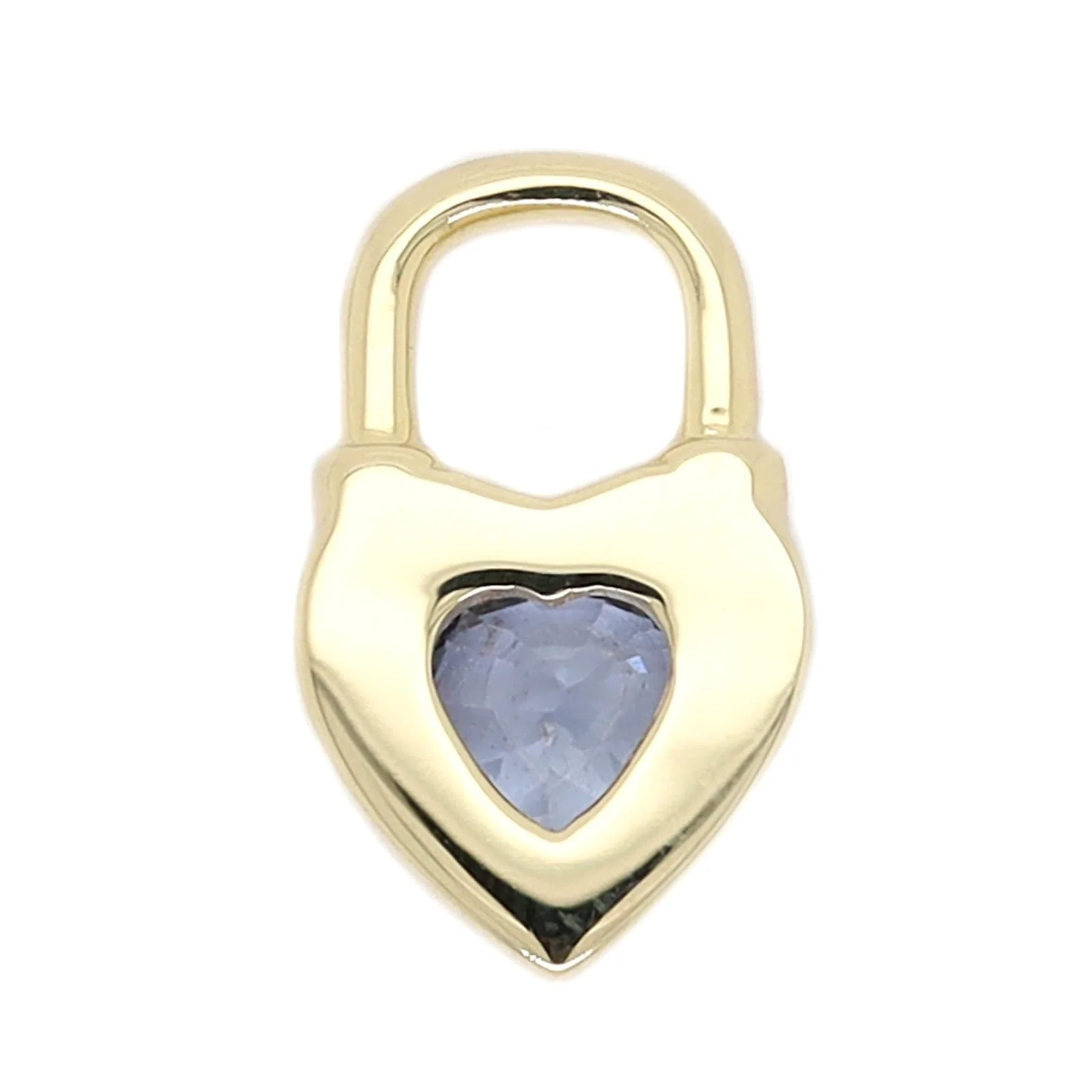 Three Stories 14K Yellow Gold Blue Sapphire Beating Heart Charm - Image 2