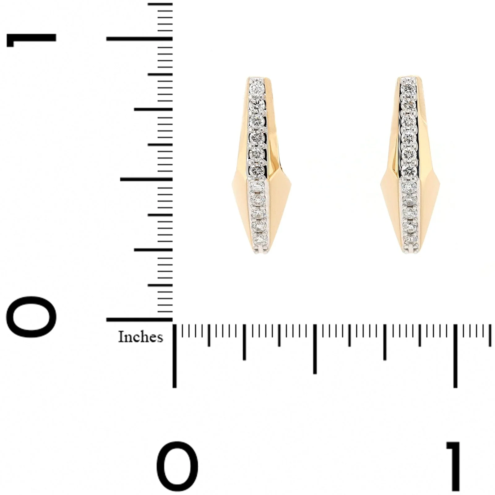 Three Stories 14K Yellow Gold Geometric Diamond V Shaped Hoops DFE6878 - Image 2