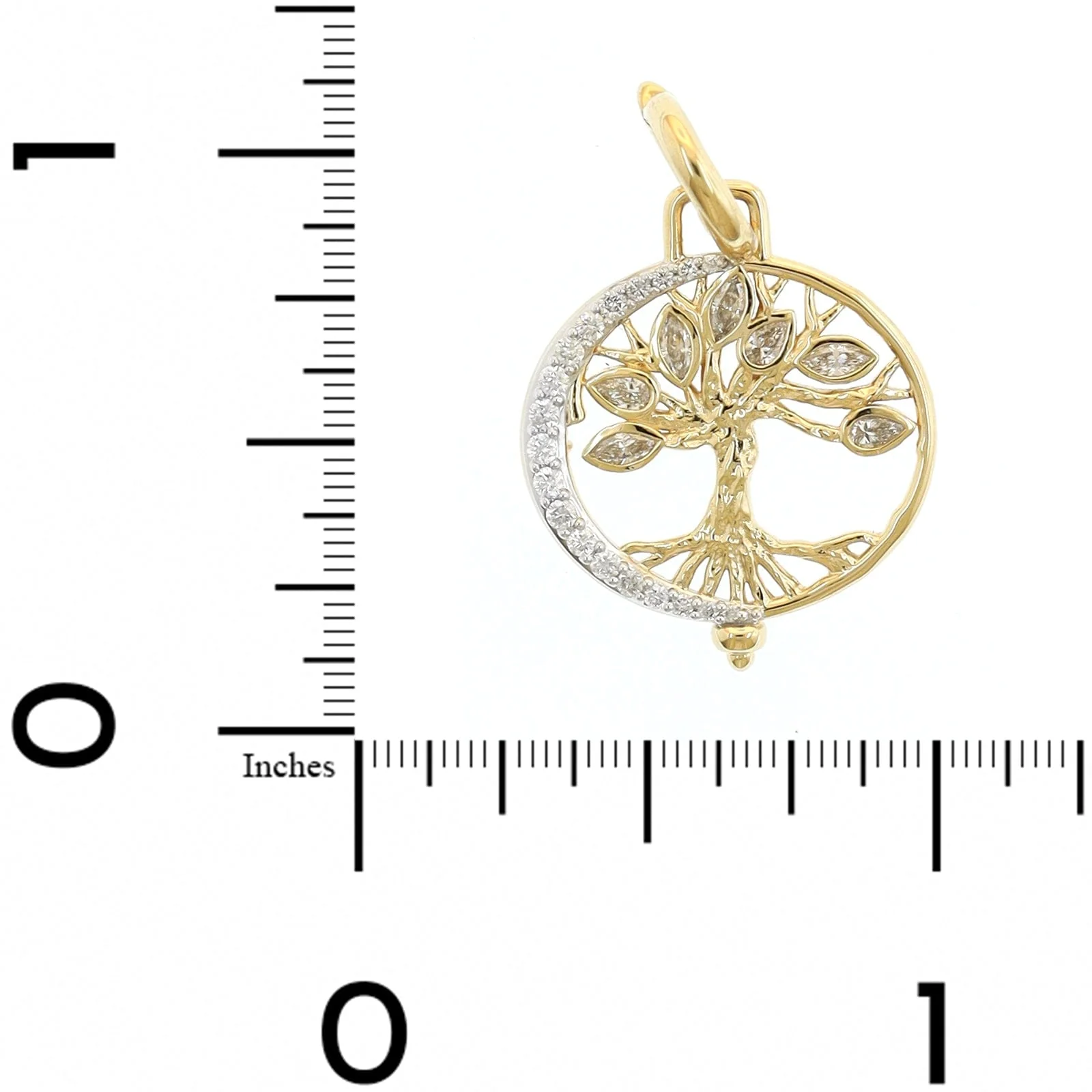 Three Stories 14K Yellow Gold New Moon and Tree of Life Diamond Pendant - Image 3