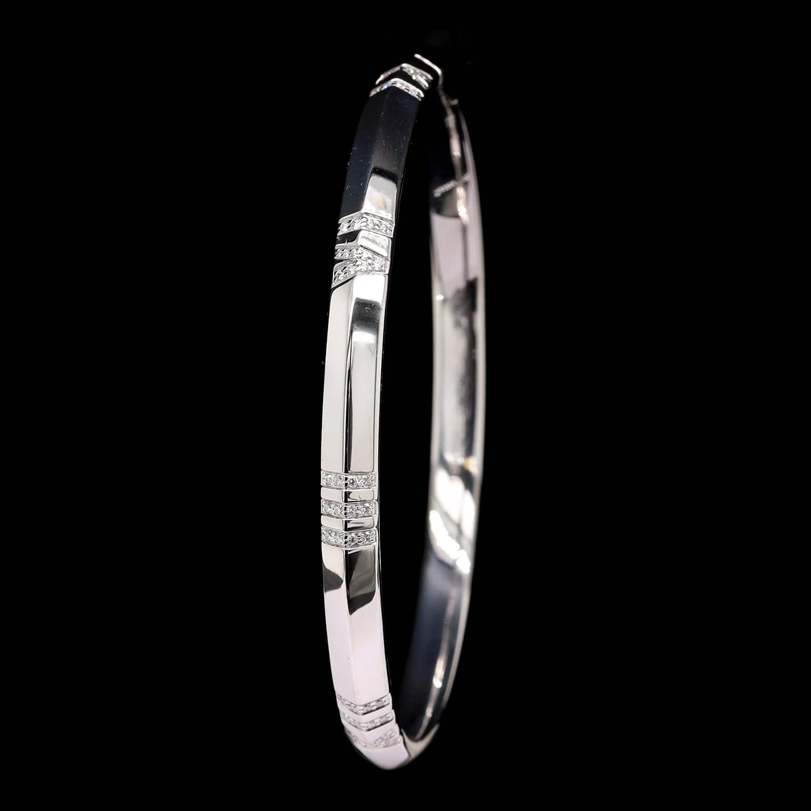 Tiffany & Co. 18K White Gold Estate Diamond Atlas Bangle - Image 2
