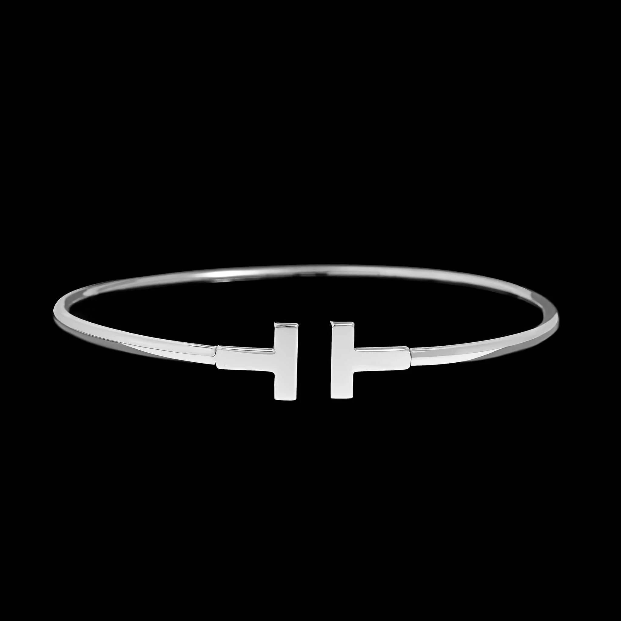 Tiffany & Co. 18K White Gold Estate T Wire Bracelet