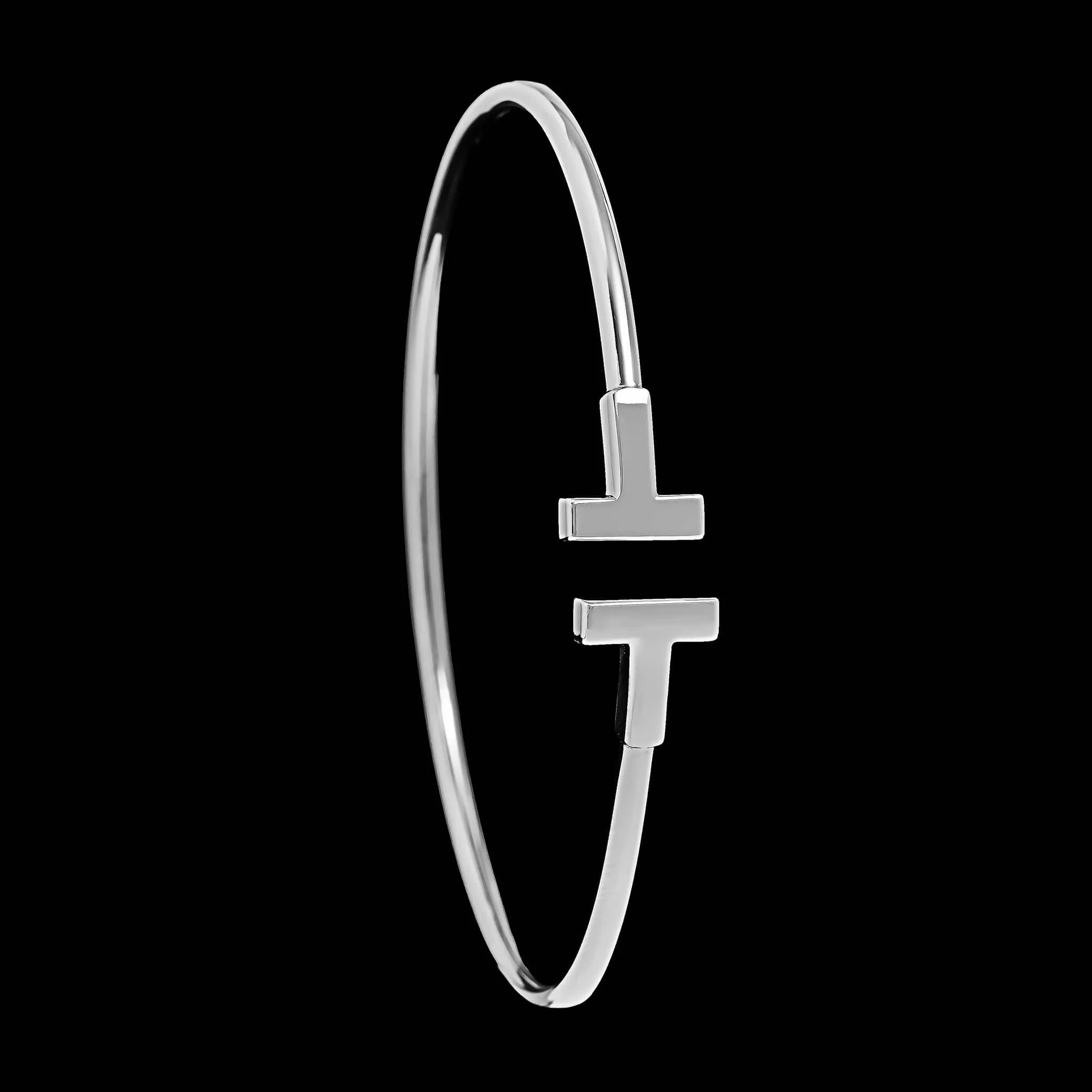 Tiffany & Co. 18K White Gold Estate T Wire Bracelet - Image 2