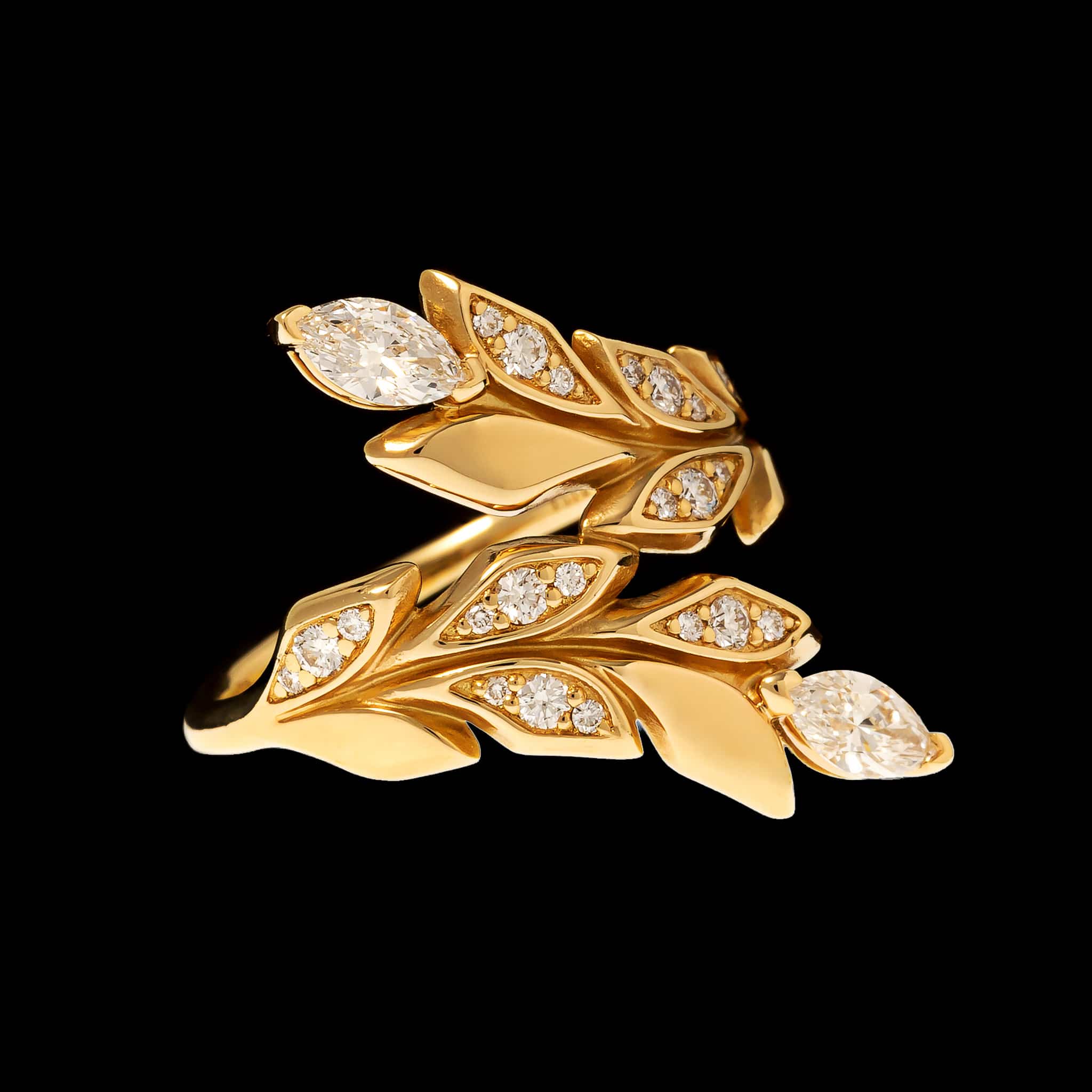 Tiffany & Co. 18K Yellow Gold Estate Victoria Vine Bypass Diamond Ring