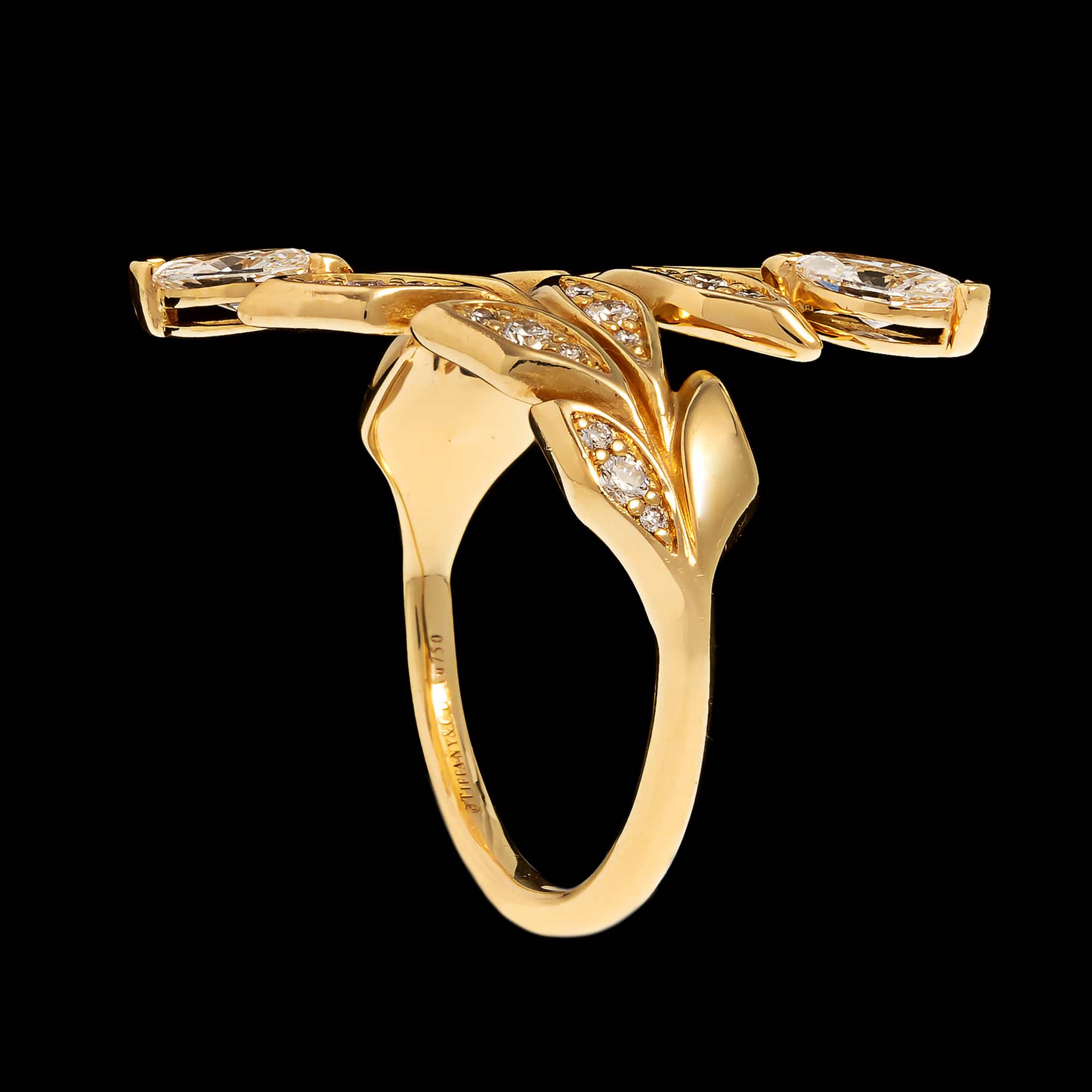 Tiffany & Co. 18K Yellow Gold Estate Victoria Vine Bypass Diamond Ring - Image 2