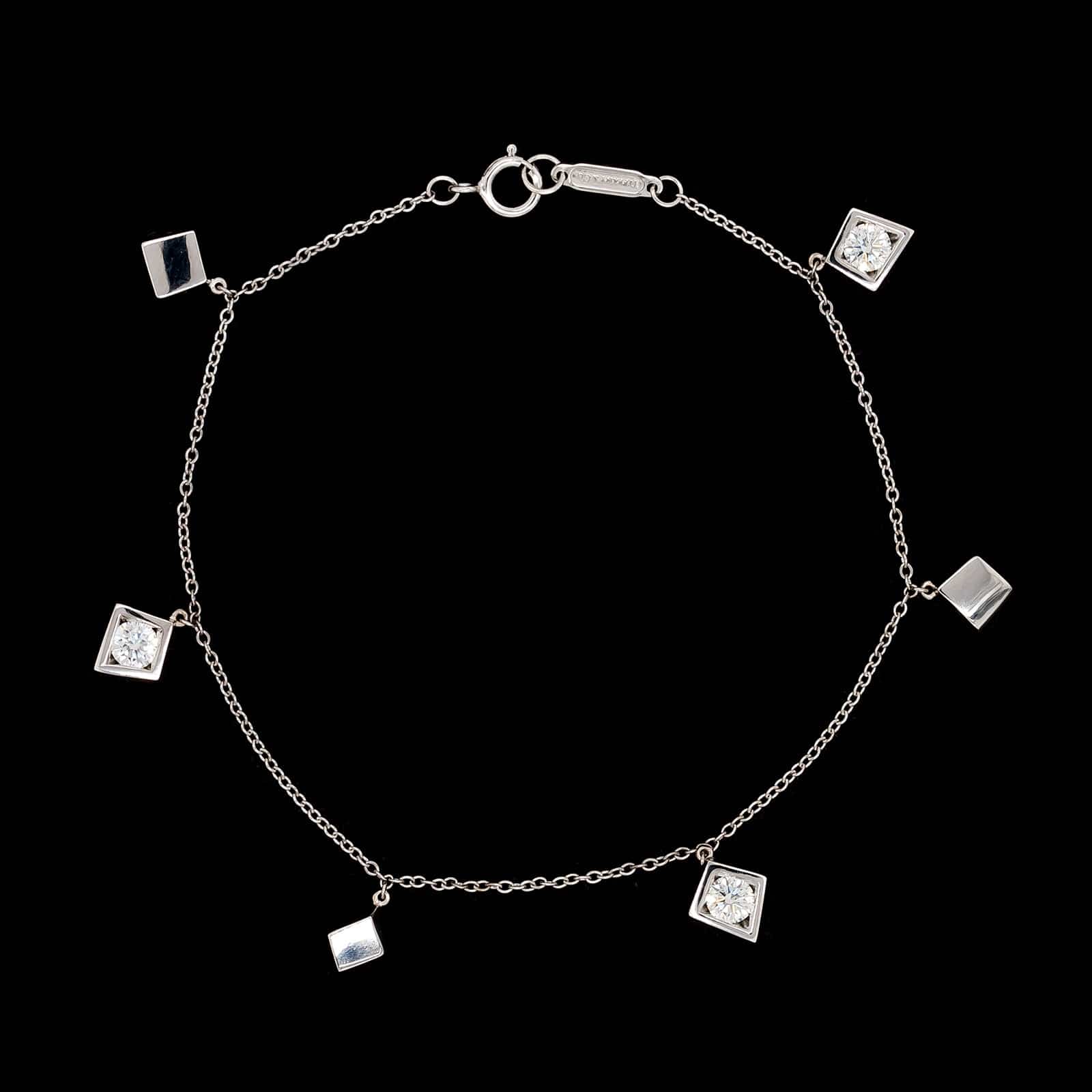 Tiffany & Co. Frank Gehry 18K White Gold Estate Diamond Torque Bead Bracelet