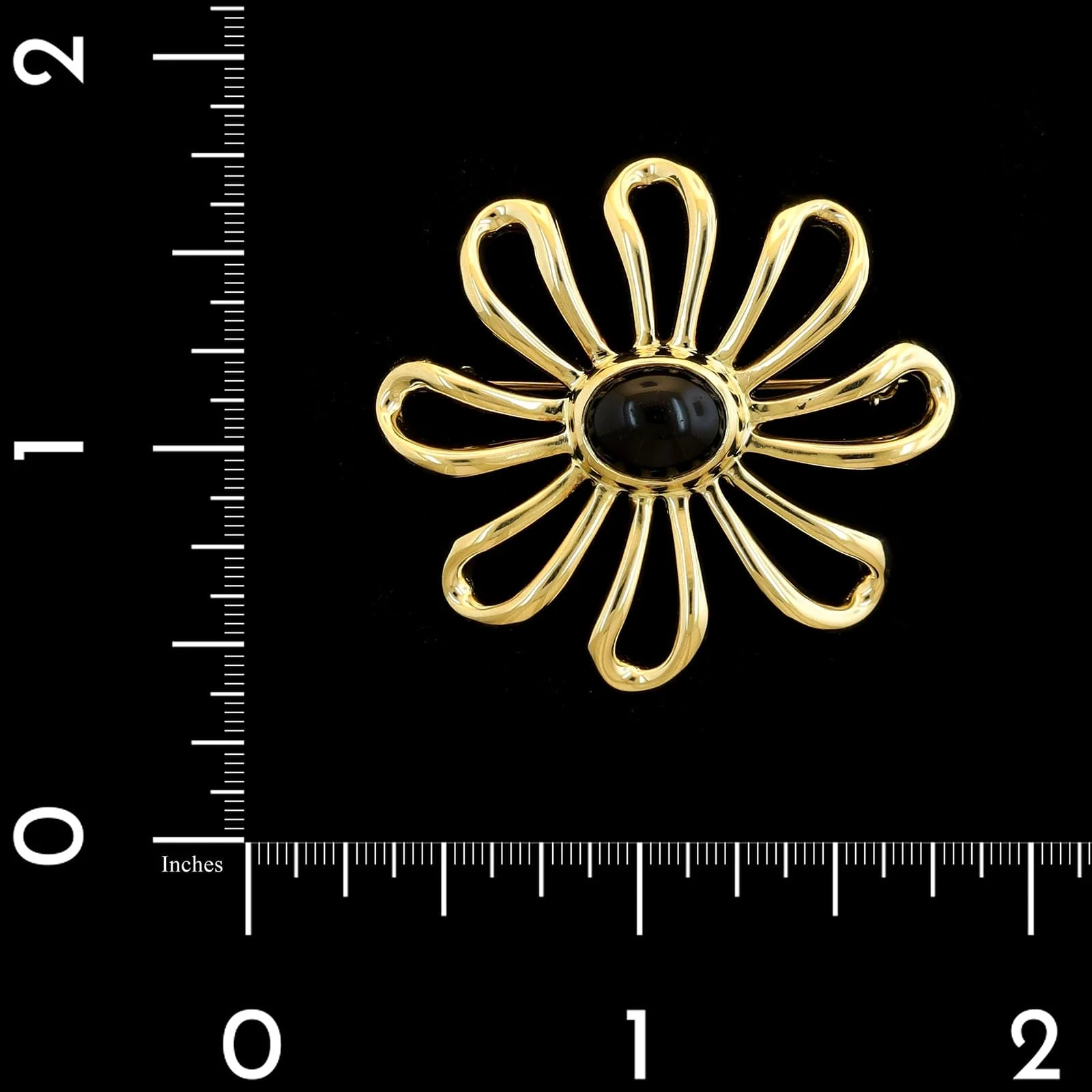 Tiffany & Co. Paloma Picasso 18K Yellow Gold Estate Onyx Daisy Flower Pin - Image 3