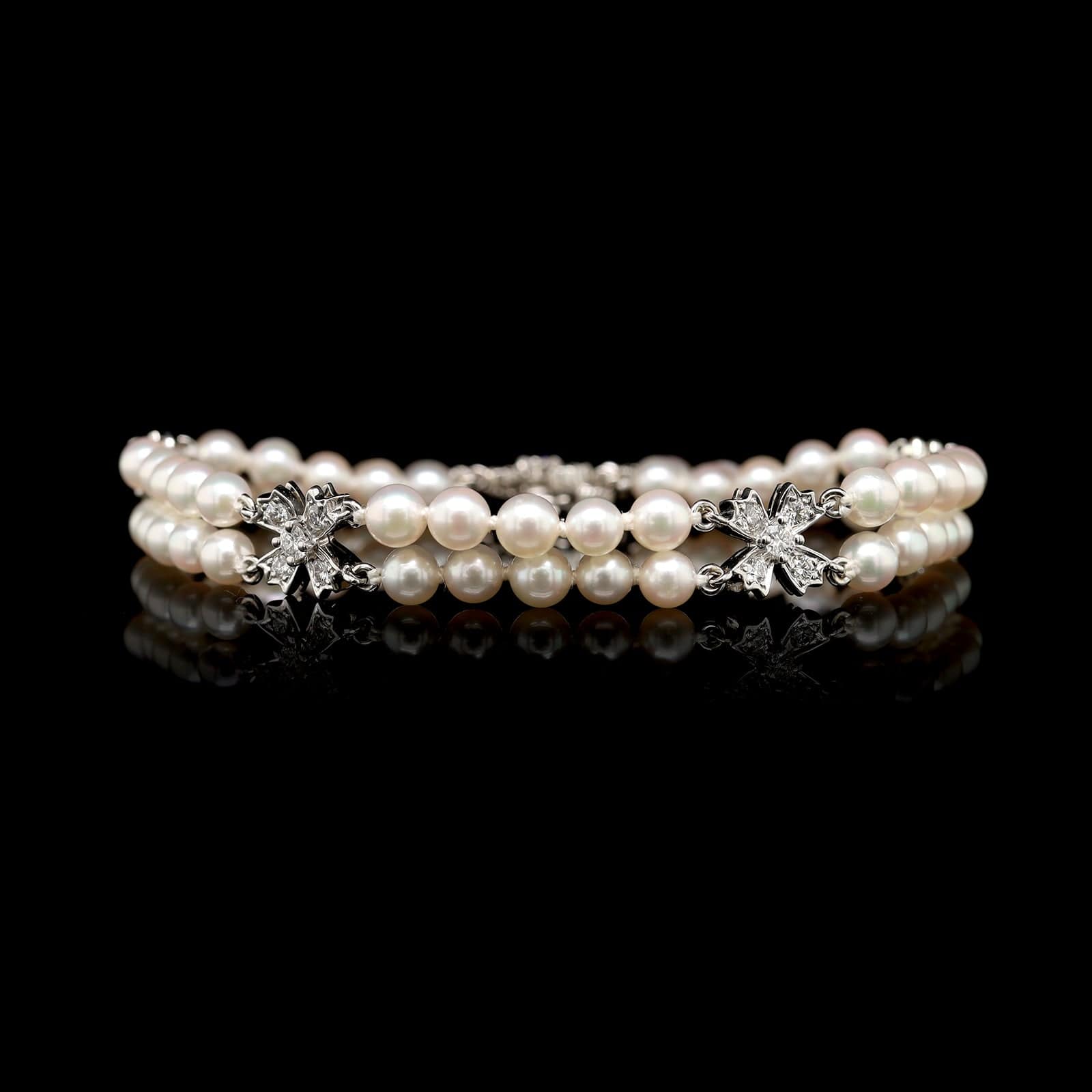 Tiffany & Co. Platinum Estate Cultured Pearl and Diamond Floret Bracelet