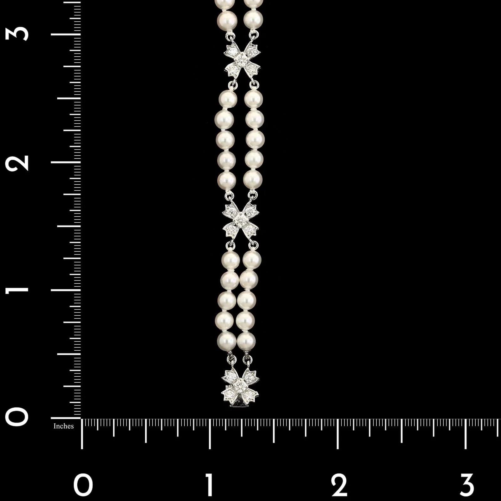 Tiffany & Co. Platinum Estate Cultured Pearl and Diamond Floret Bracelet - Image 3