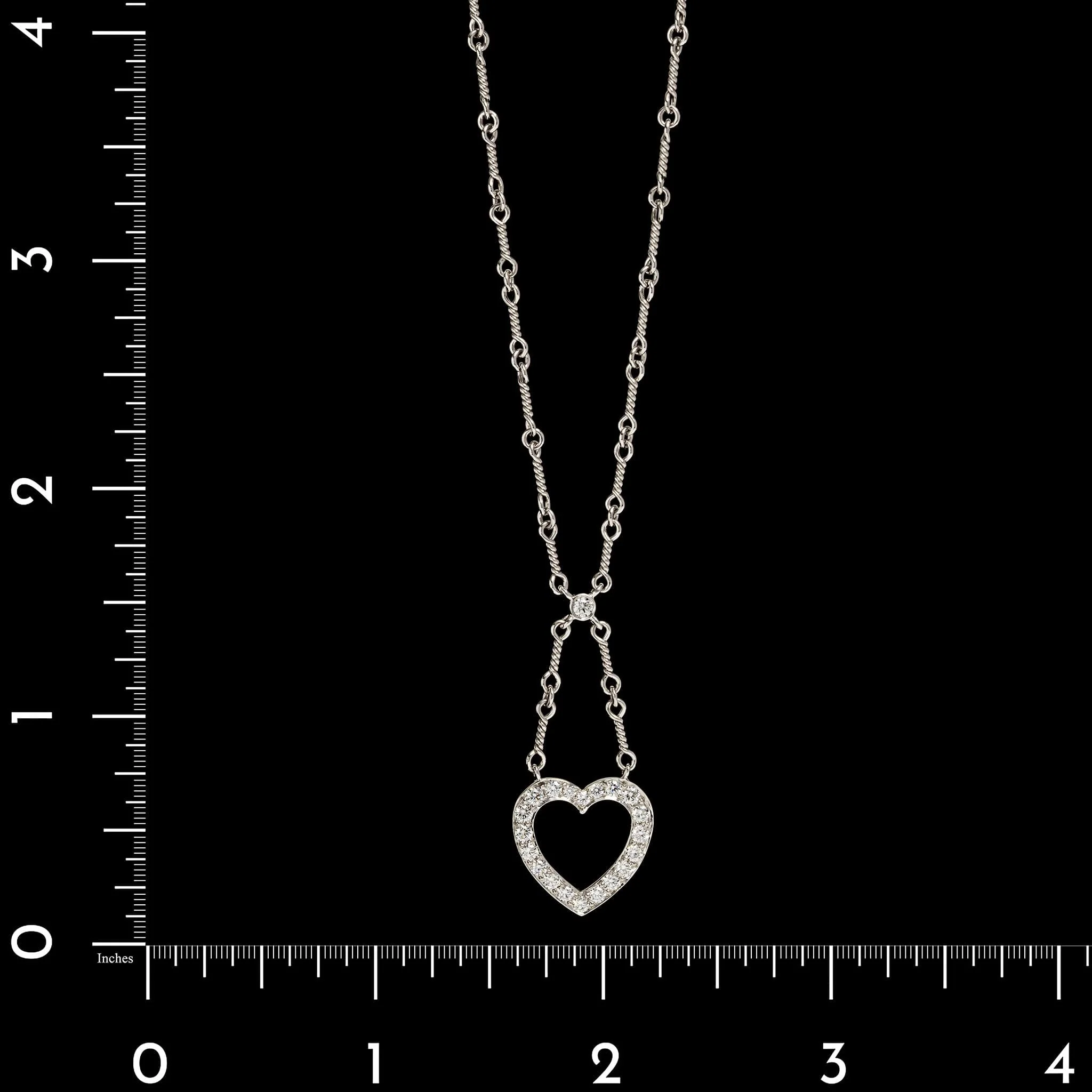 Tiffany & Co. Platinum Estate Diamond Drop Pendant Necklace - Image 4