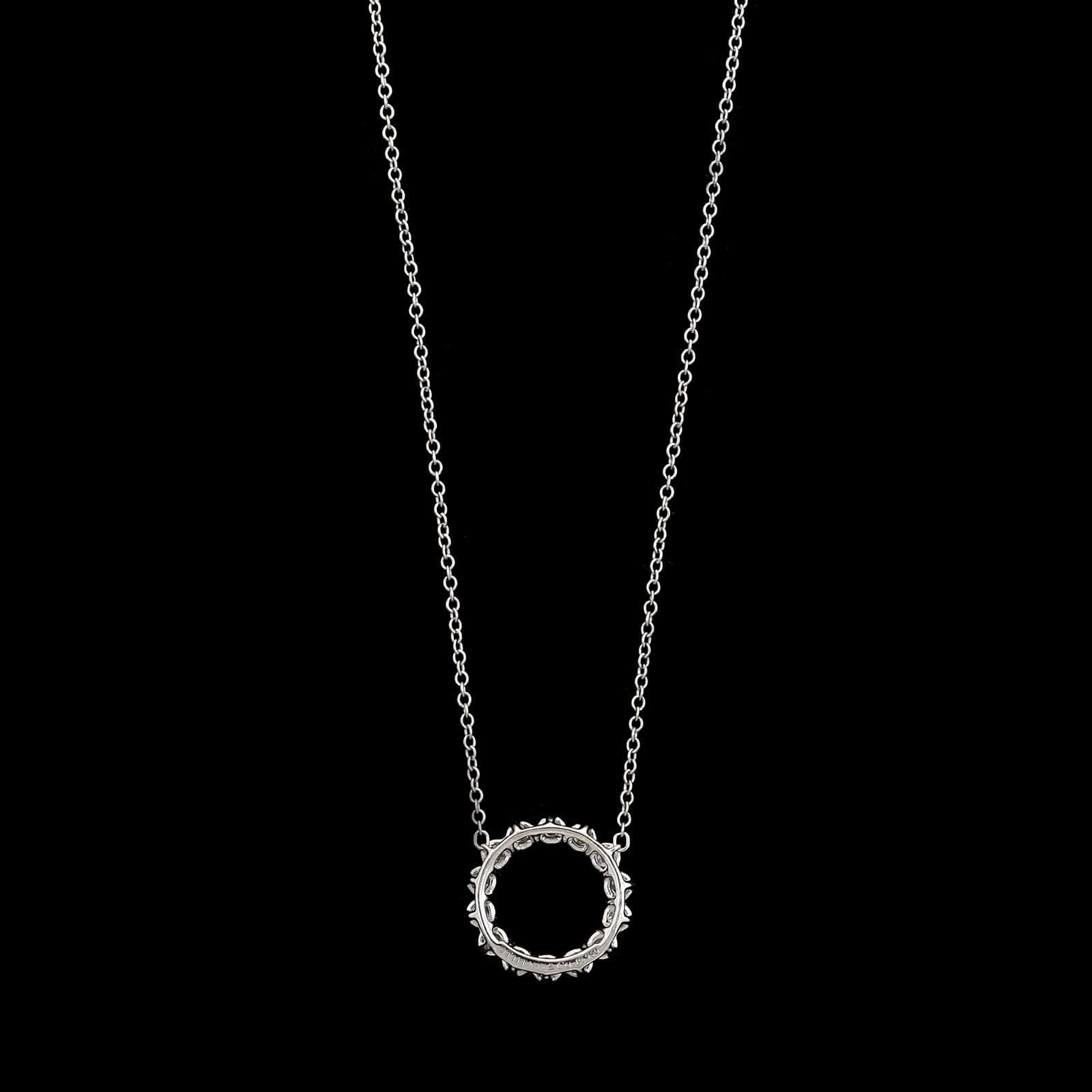 Tiffany & Co. Platinum Estate Diamond Open Circle Pendant Necklace - Image 2