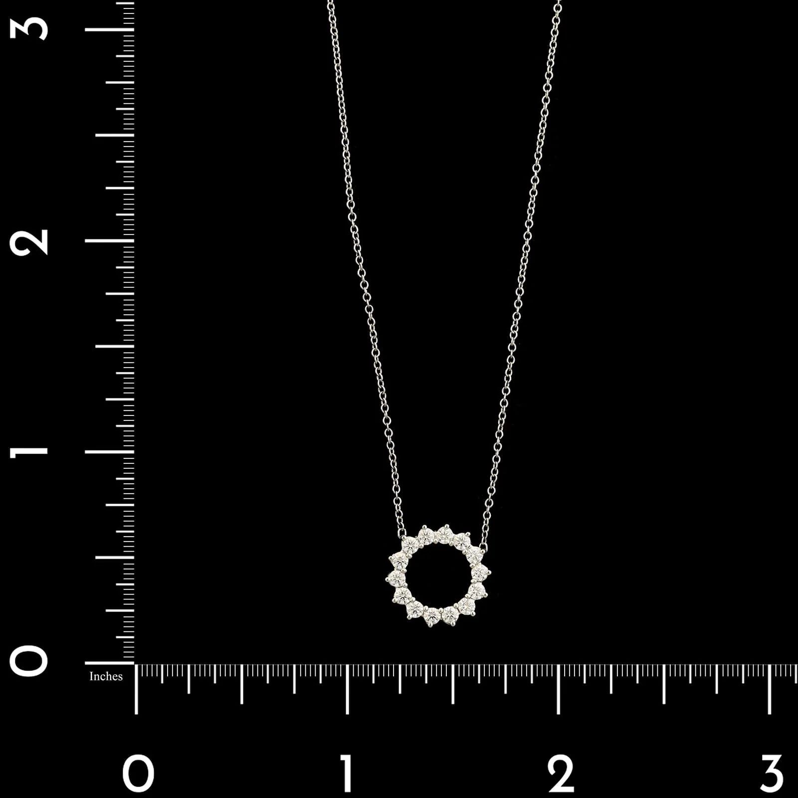 Tiffany & Co. Platinum Estate Diamond Open Circle Pendant Necklace - Image 4