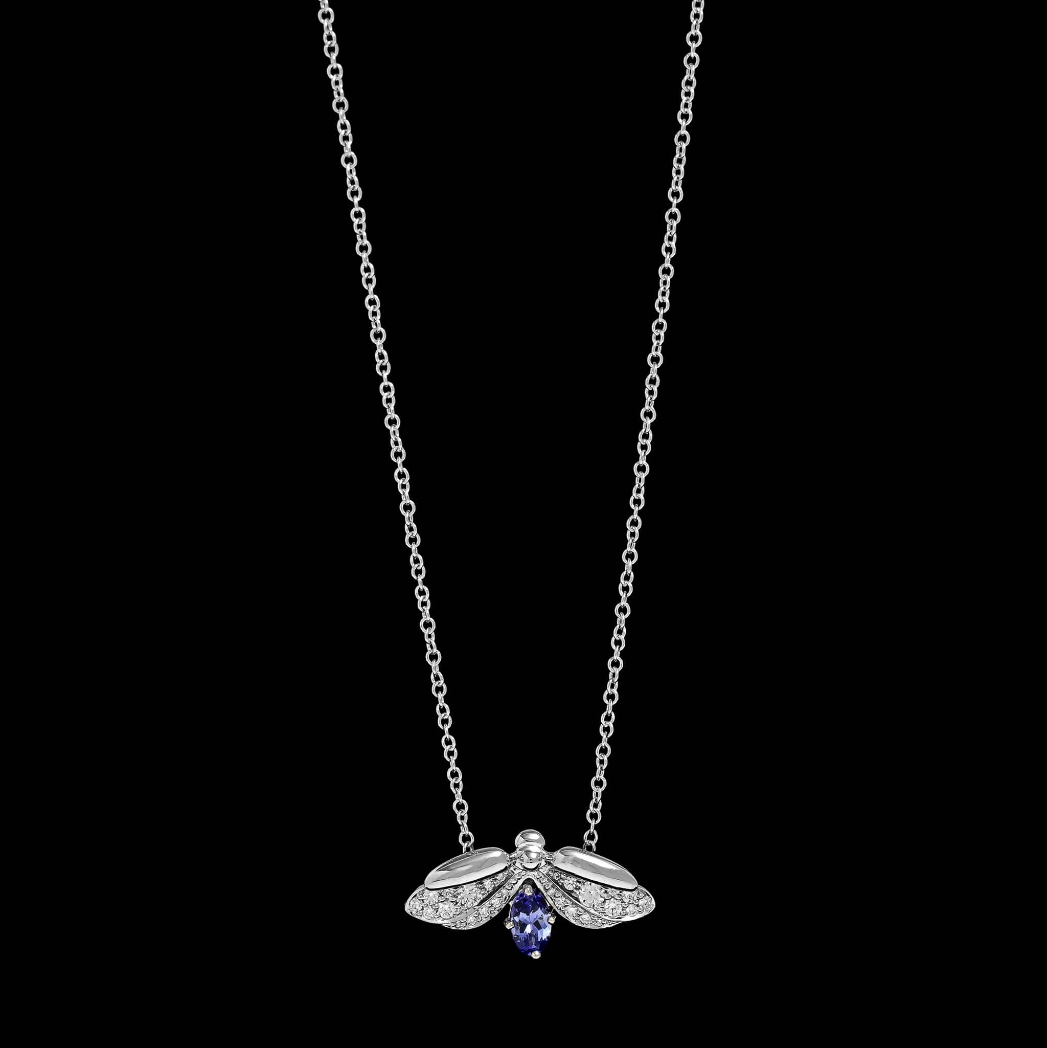 Tiffany & Co. Platinum Estate Tanzanite and Diamond Paper Flower Firefly Necklace