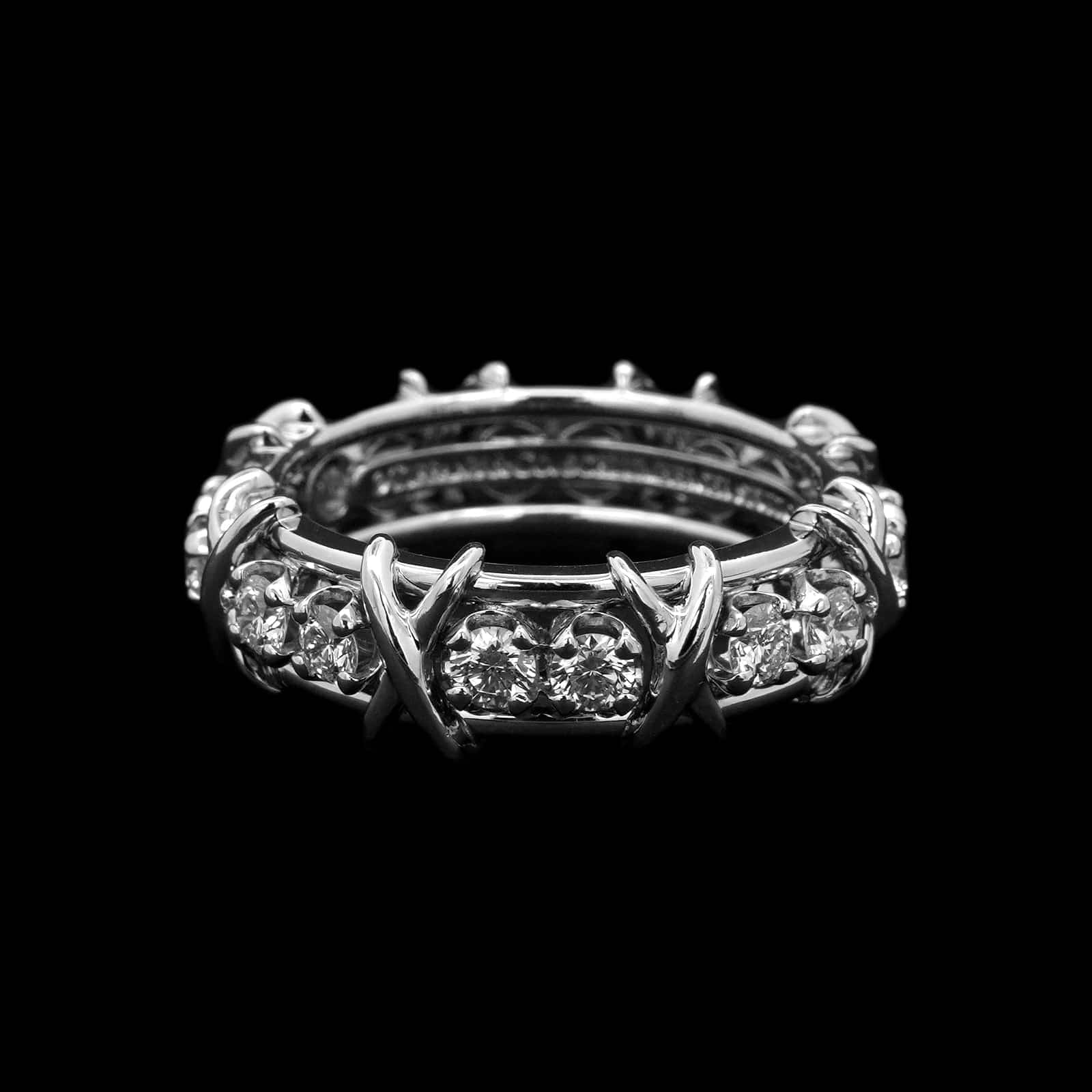 Tiffany & Co. Schlumberger Platinum Estate Sixteen Stone Diamond Ring