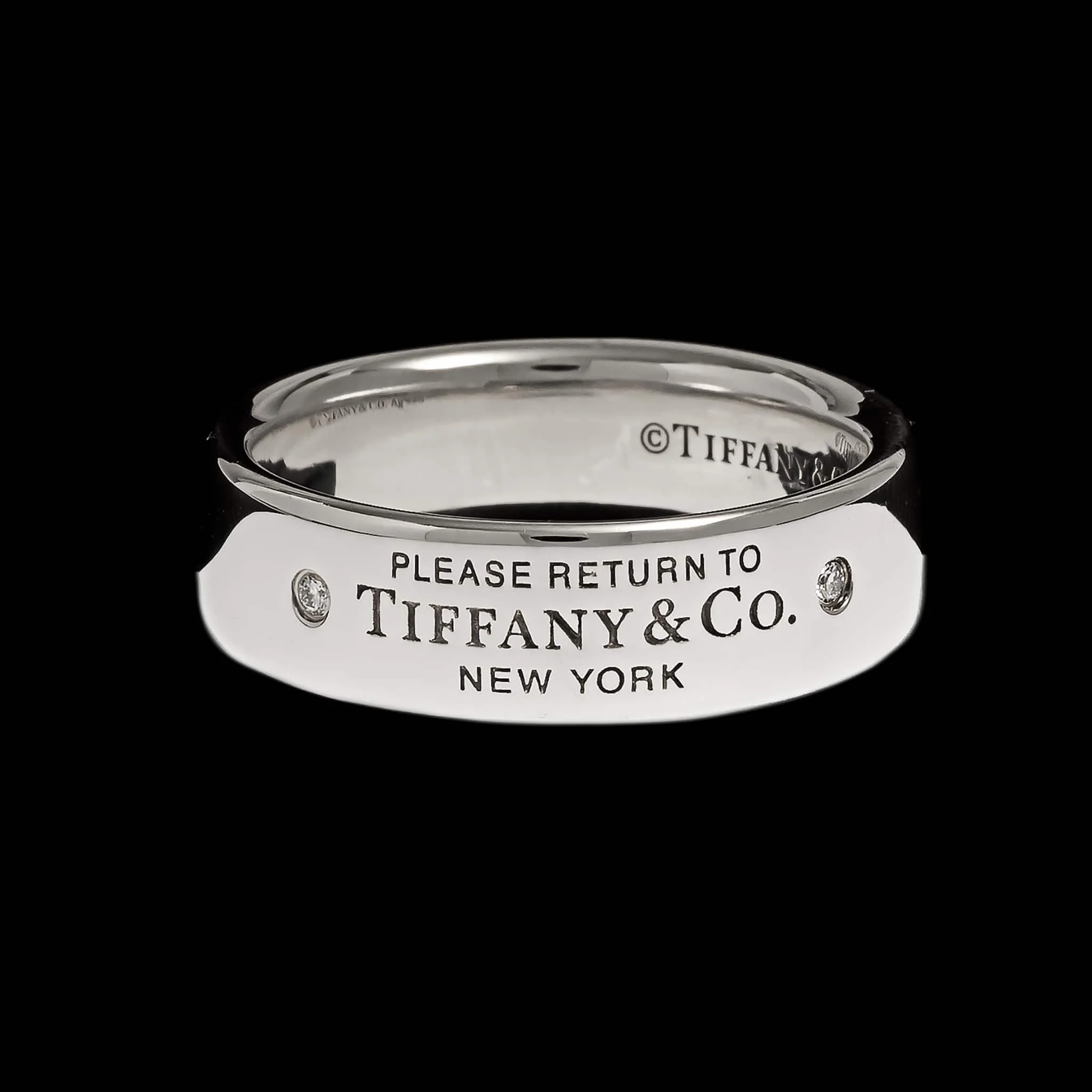 Tiffany & Co. Sterling Silver Estate Diamond Return to Tiffany Narrow Ring