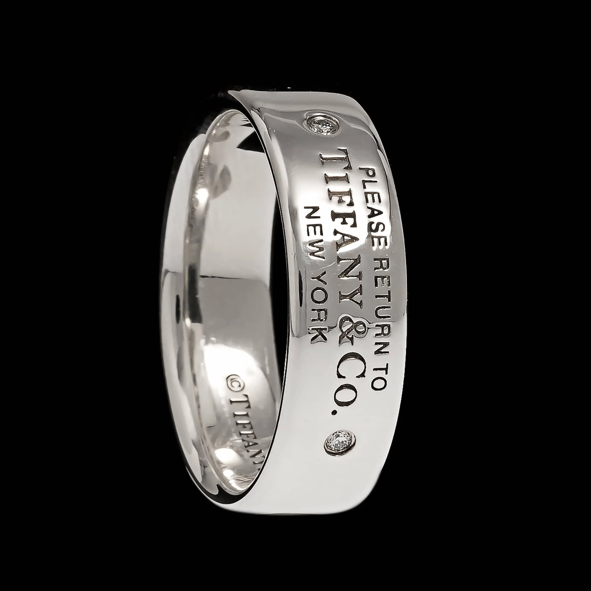 Tiffany & Co. Sterling Silver Estate Diamond Return to Tiffany Narrow Ring - Image 2