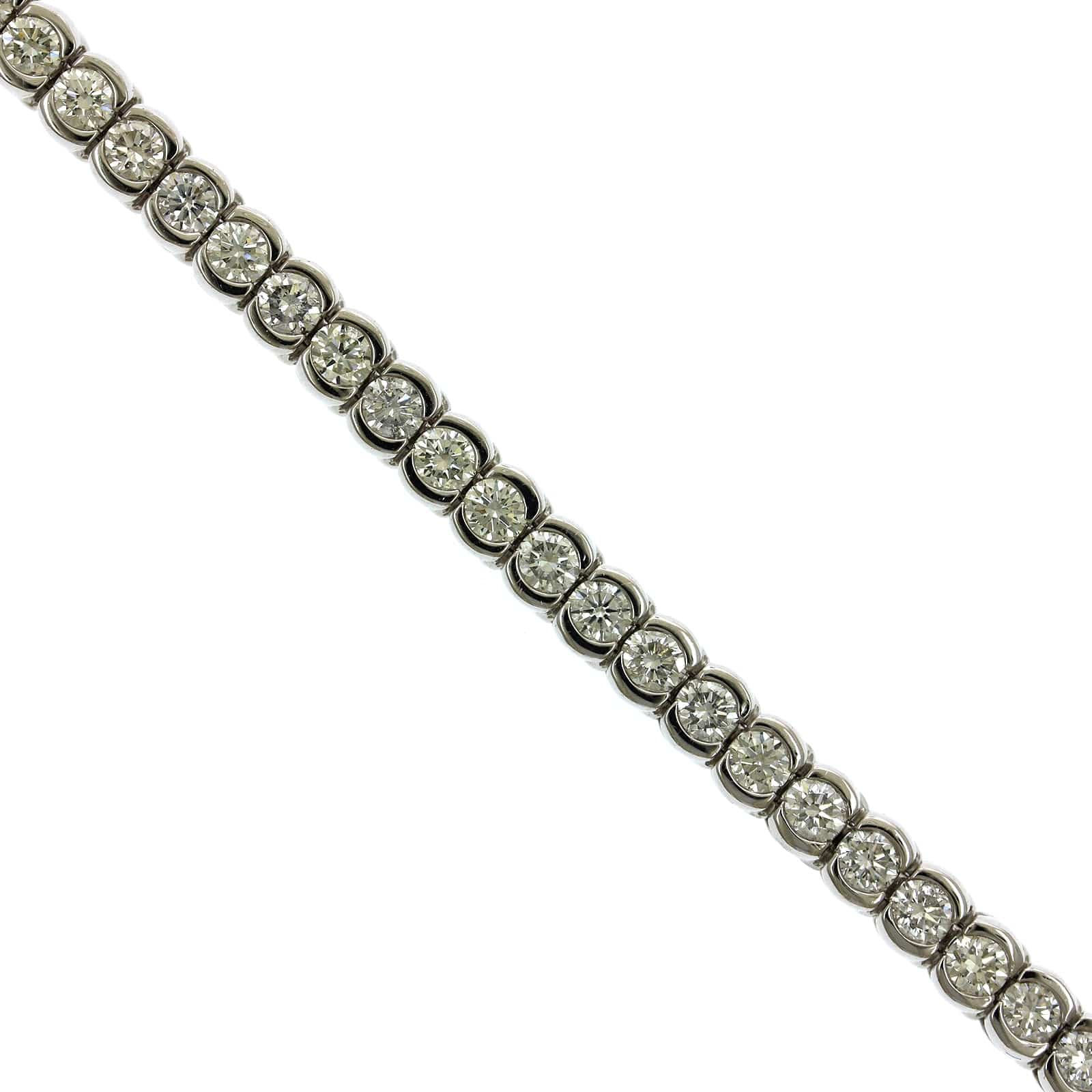14K White Gold Half Bezel Diamond Tennis Bracelet - Image 2
