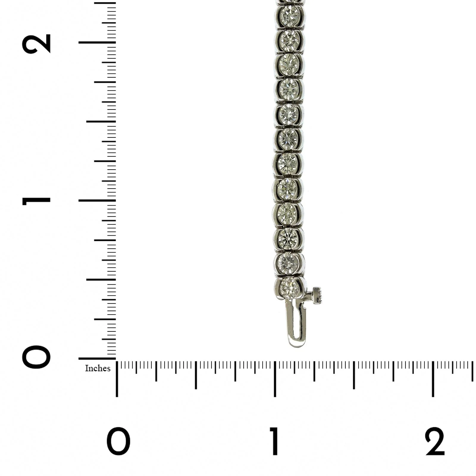 14K White Gold Half Bezel Diamond Tennis Bracelet - Image 3