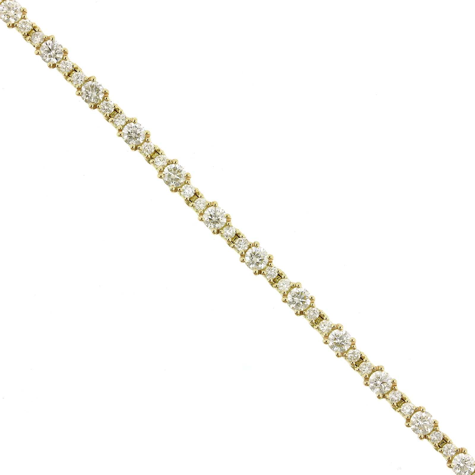 18K Yellow Gold Alternating Size Diamond Bracelet - Image 2