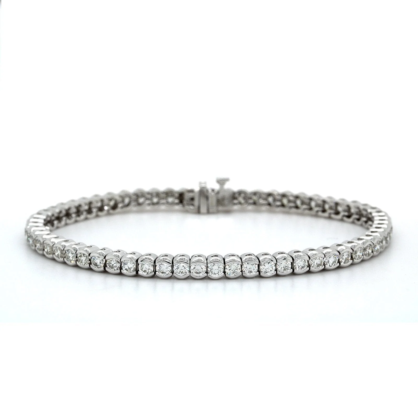 18K White Gold Semi Bezel Diamond Bracelet - Image 4
