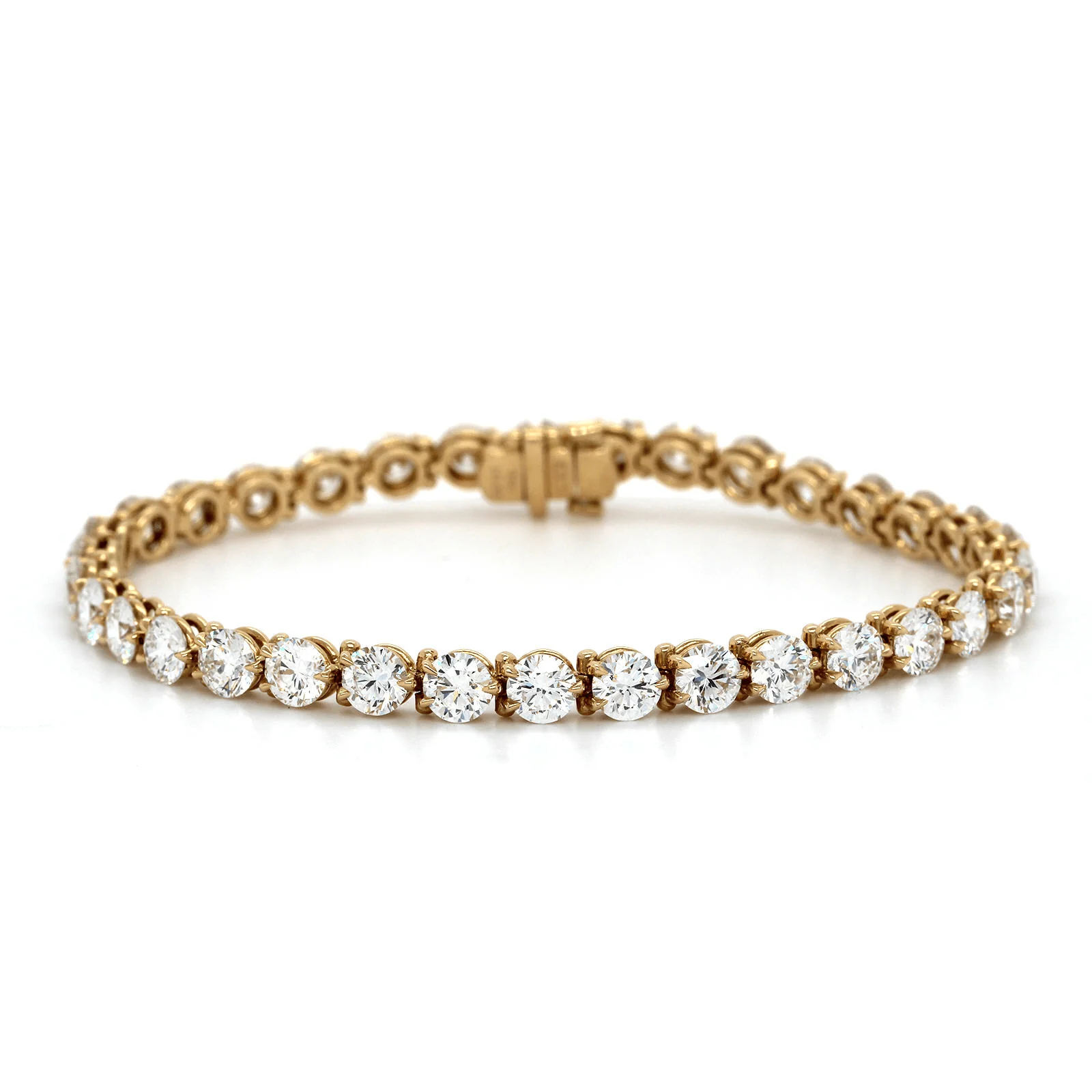 18K Yellow Gold 4 Prong Diamond Tennis Bracelet