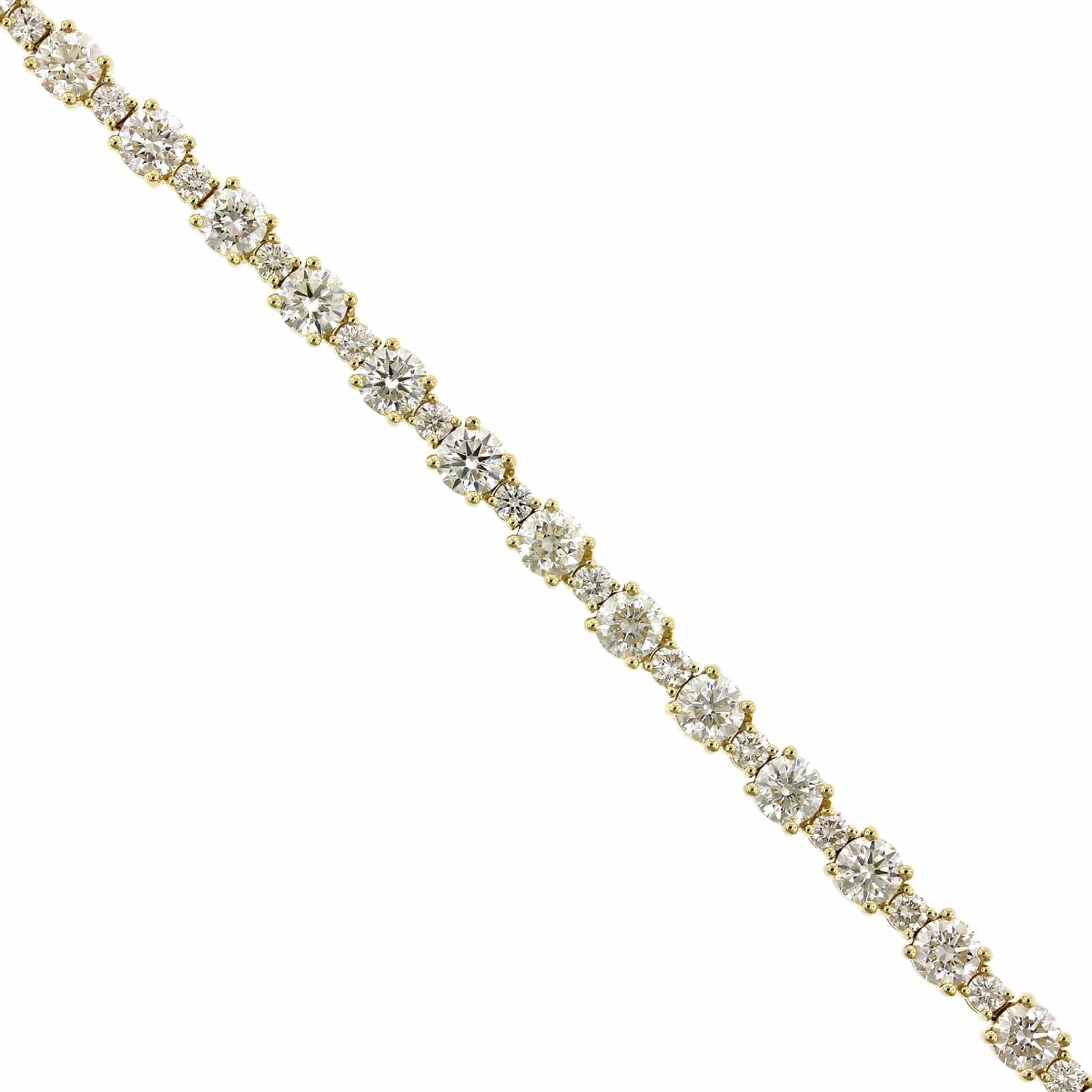 18K Yellow Gold Diamond Alternating Size Tennis Bracelet - Image 2
