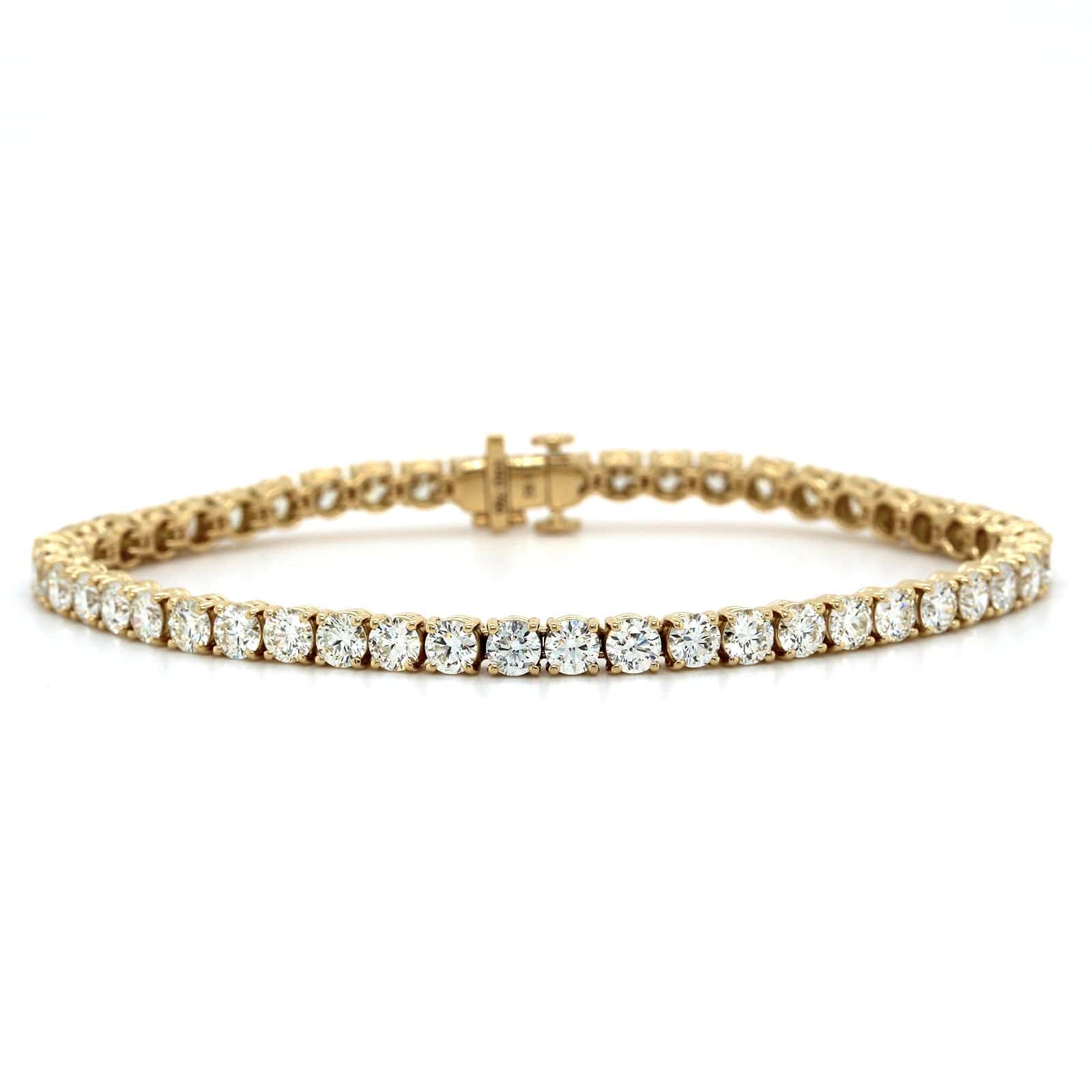 18K Yellow Gold 4 Prong Diamond Tennis Bracelet