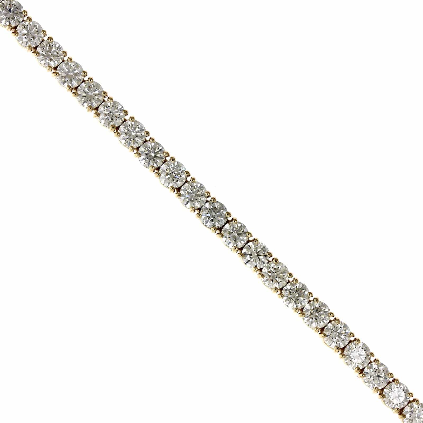18K Yellow Gold 4 Prong Diamond Tennis Bracelet - Image 2