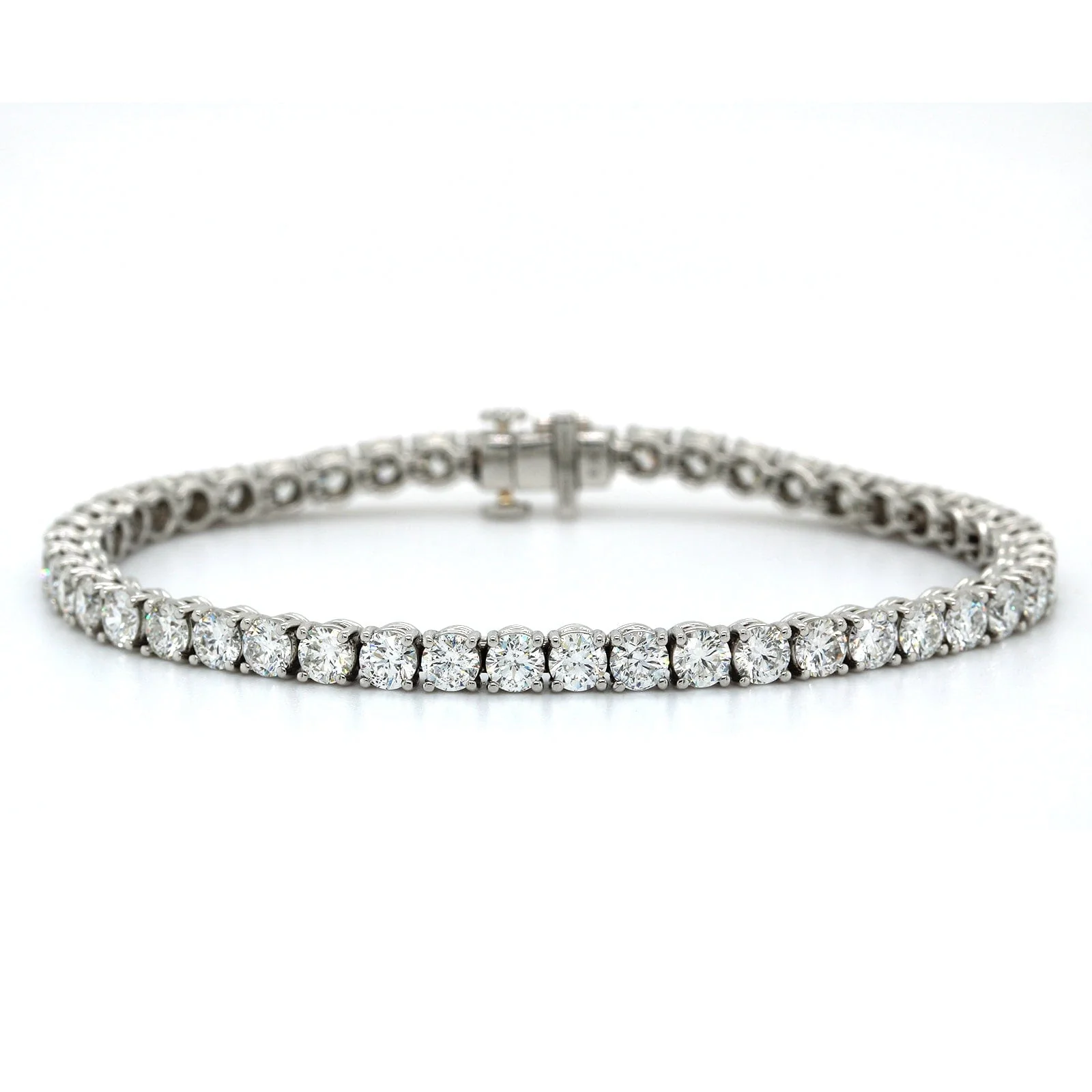 Platinum 4 Prong Diamond Tennis Bracelet - Image 4