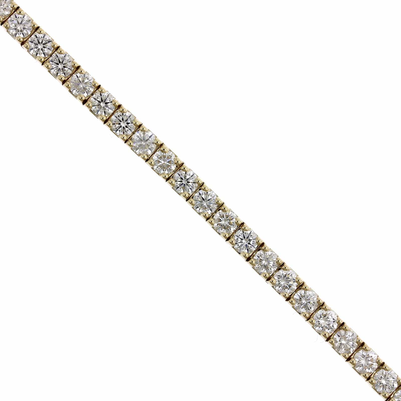18K Yellow Gold 4 Prong Diamond Tennis Bracelet - Image 2