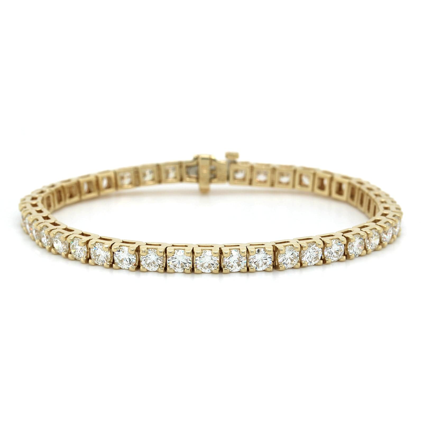 18K Yellow Gold 4 Prong Diamond Tennis Bracelet - Image 4