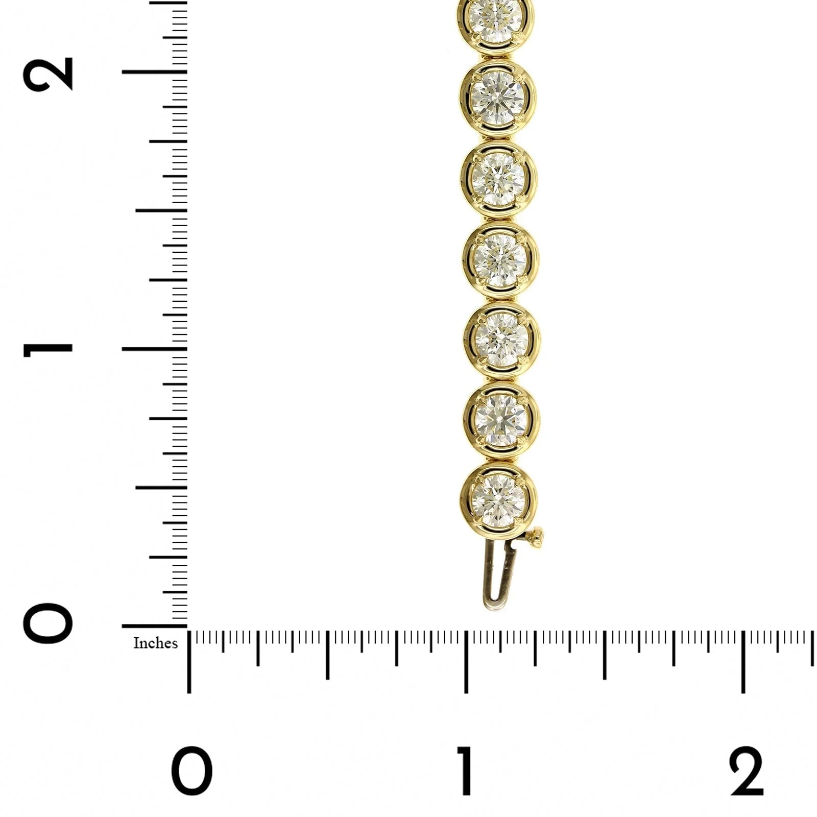 18K Yellow Gold Round Diamond Bezel and Prong Set Bracelet - Image 3