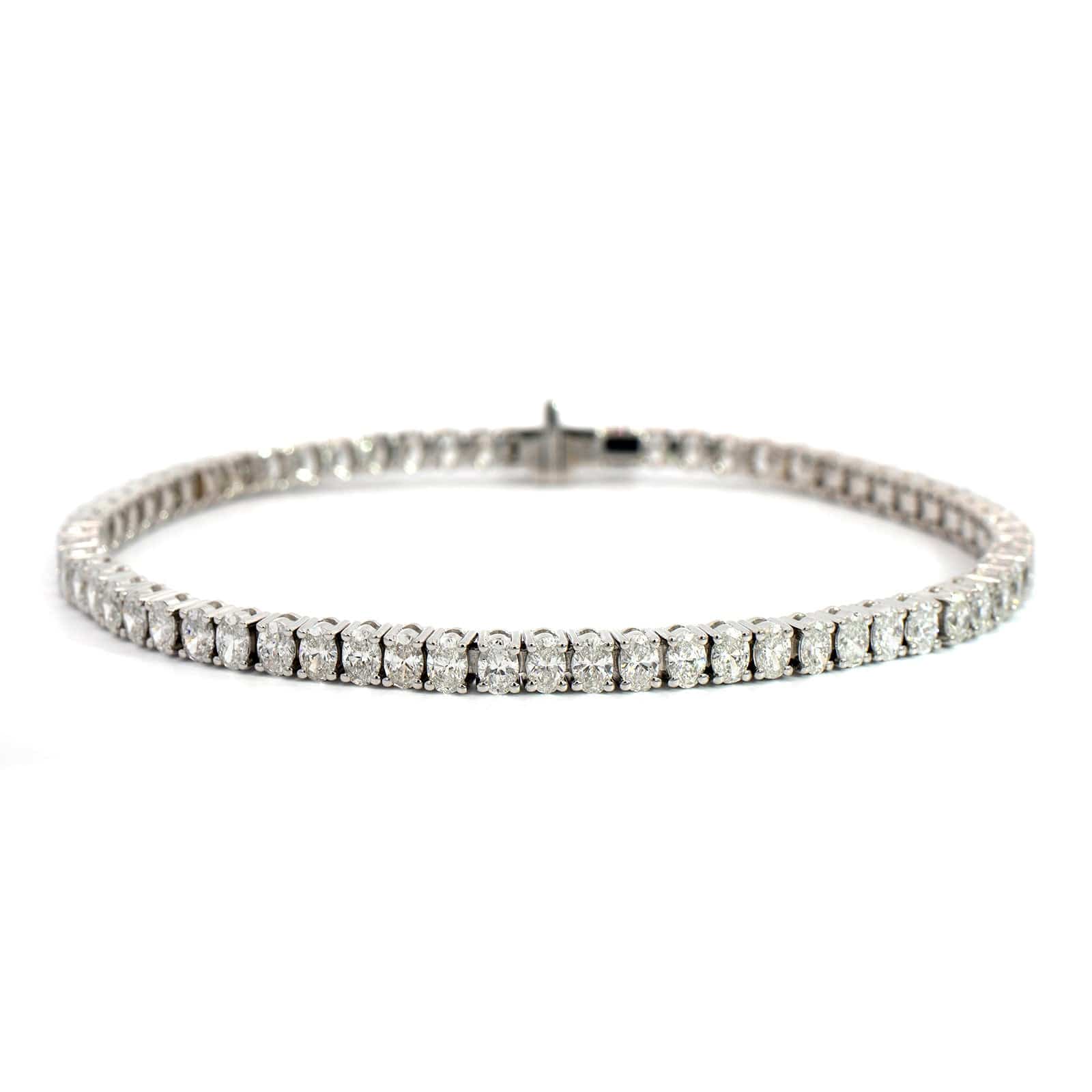 18K White Gold Oval Diamond Tennis Bracelet - Image 4