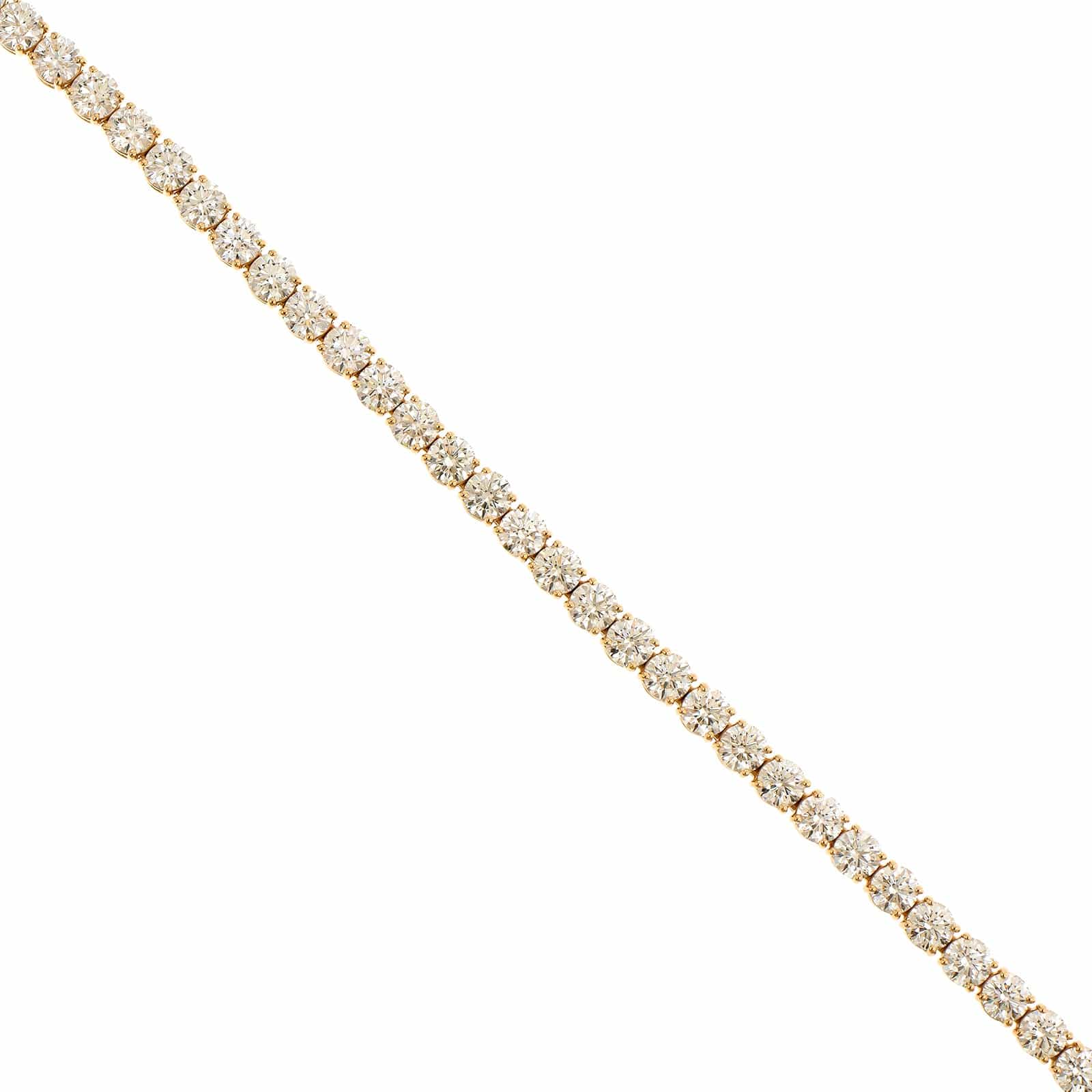 18K Yellow Gold Round Diamond Tennis Bracelet - Image 2