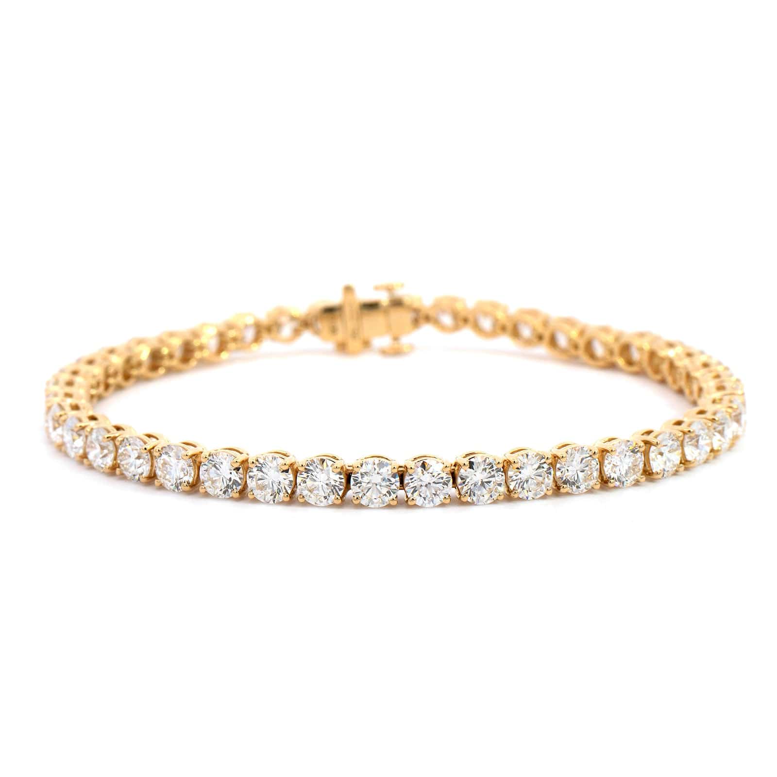 18K Yellow Gold Round Diamond Tennis Bracelet - Image 4