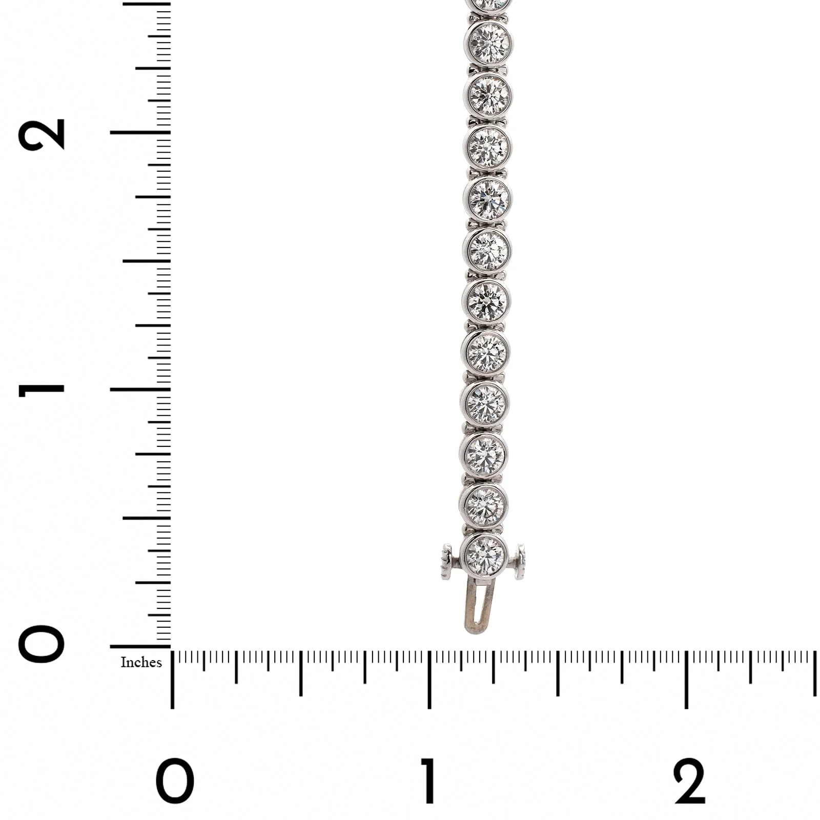 18K White Gold Bezel Set Diamond Tennis Bracelet - Image 3