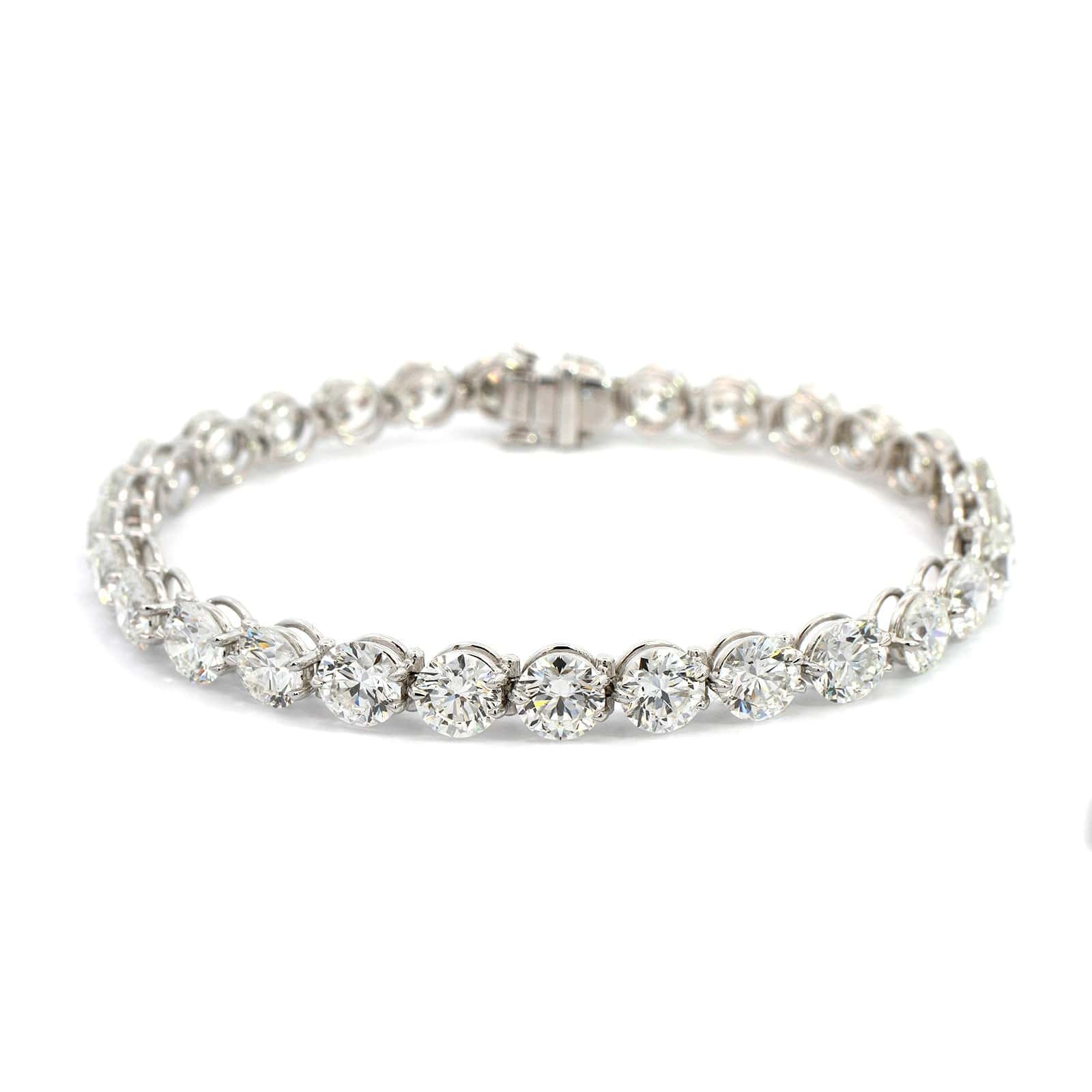 Platinum Round Cut Diamond Tennis Bracelet - Image 4