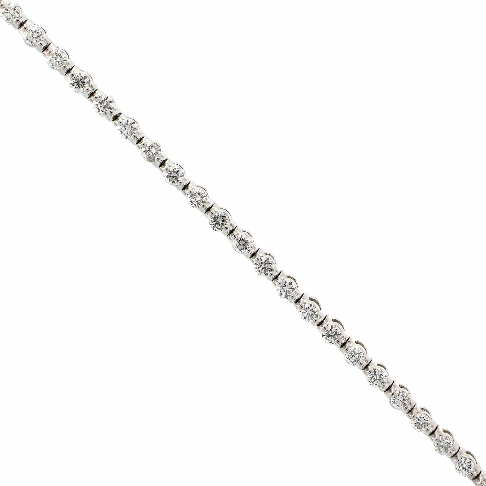 18K White Gold Single Prong Diamond Tennis Bracelet - Image 2