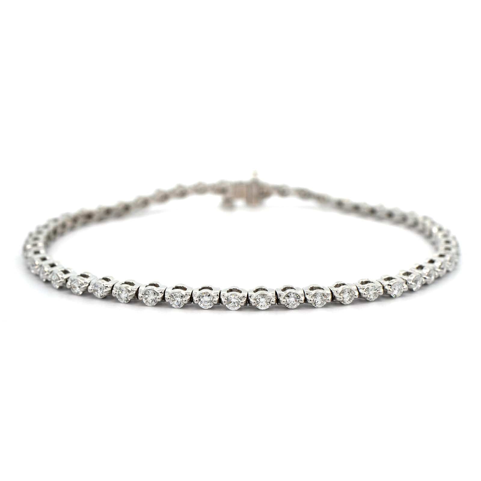 18K White Gold Single Prong Diamond Tennis Bracelet - Image 4