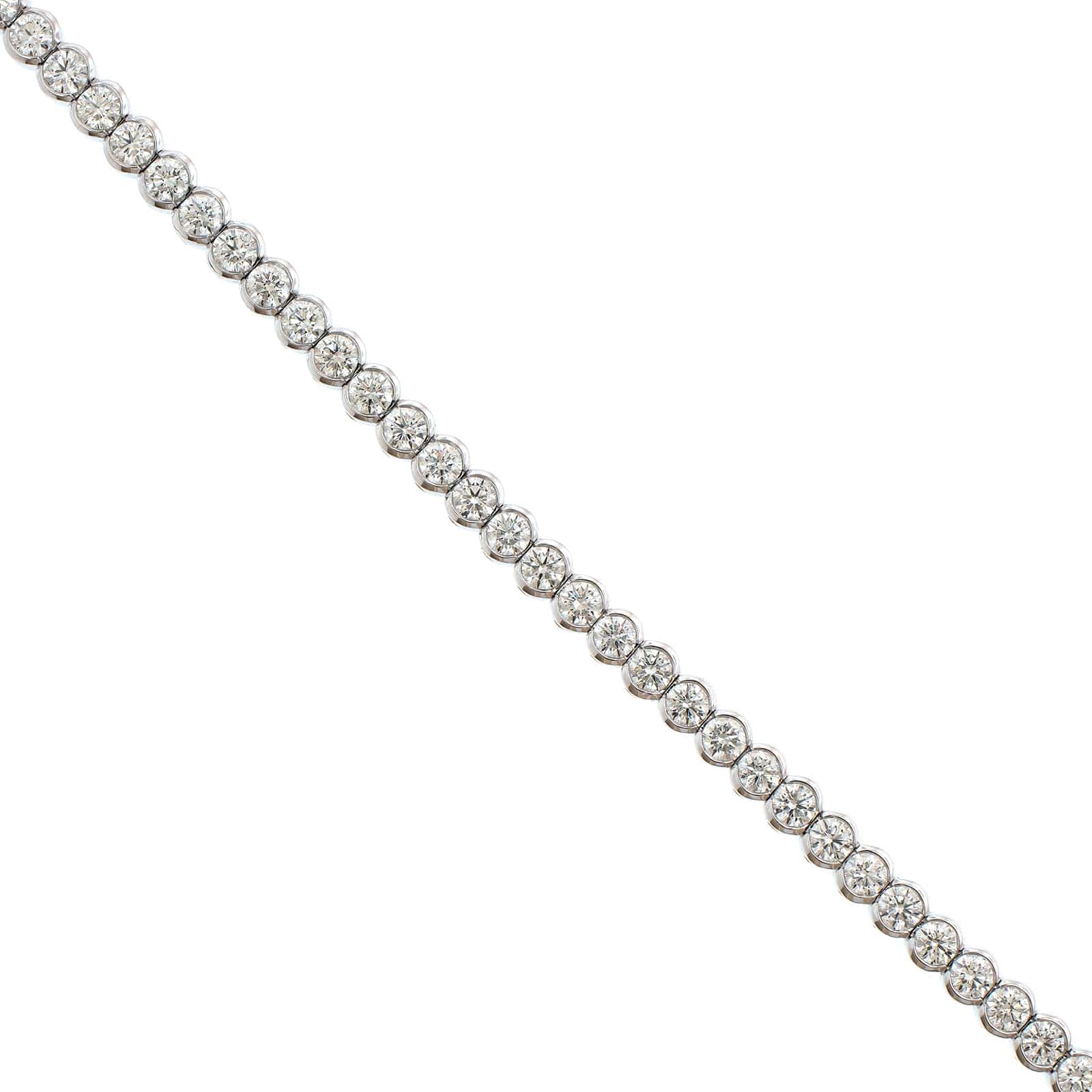 18K White Gold Bezel Set Diamond Tennis Bracelet - Image 2