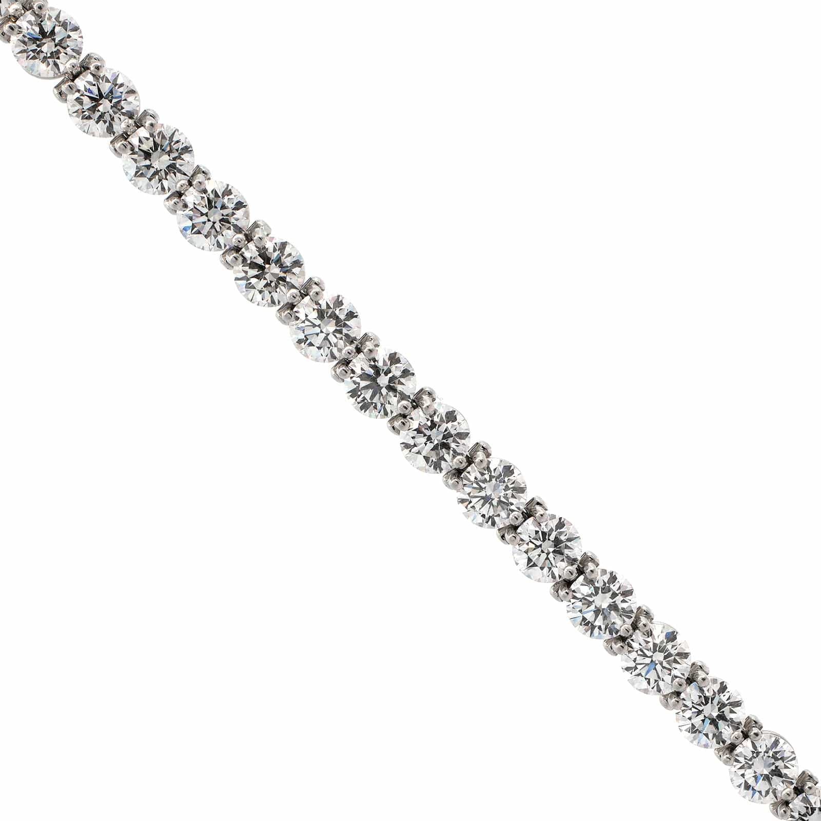 Platinum Round Cut Diamond Tennis Bracelet - Image 2
