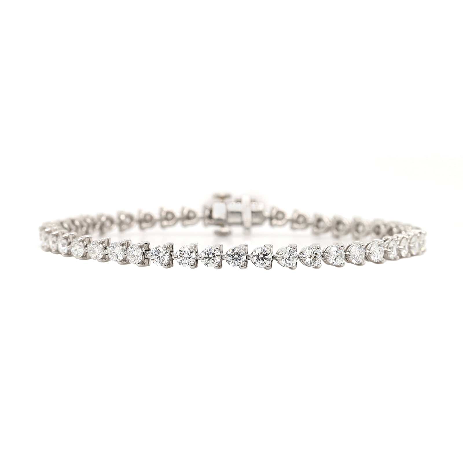 Platinum 4 Prong Diamond Tennis Bracelet - Image 4