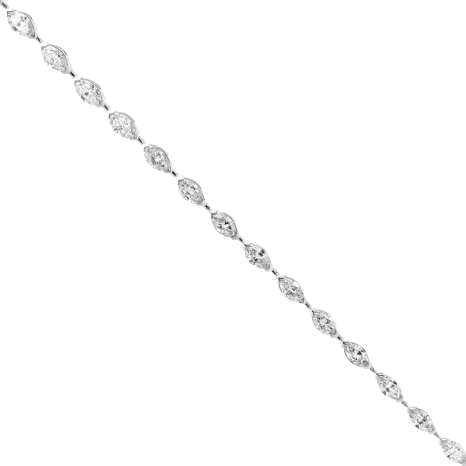 18K White Gold Marquise Cut Diamond Tennis Bracelet - Image 2