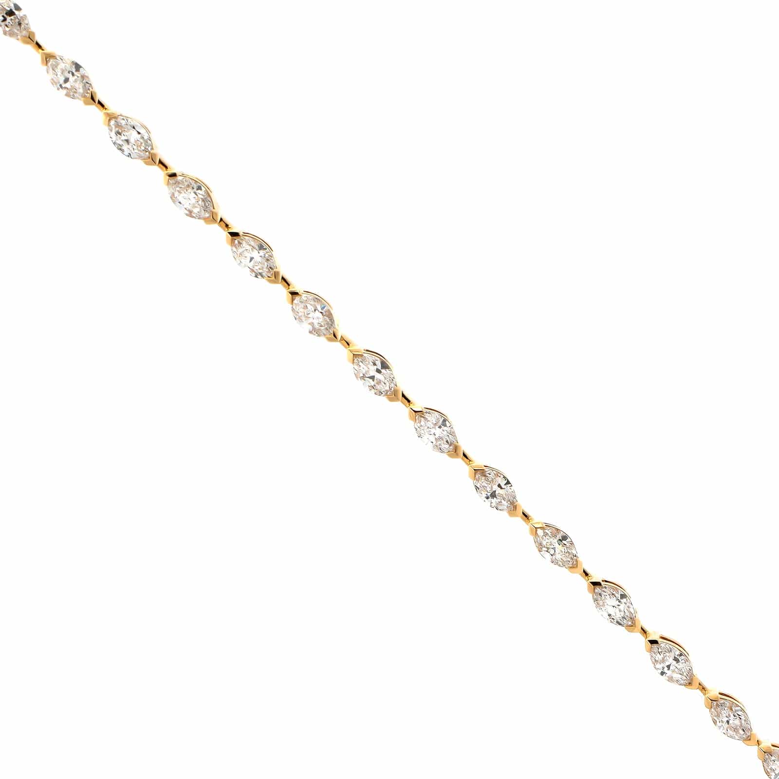 18K Yellow Gold Marquise Cut Diamond Tennis Bracelet - Image 2