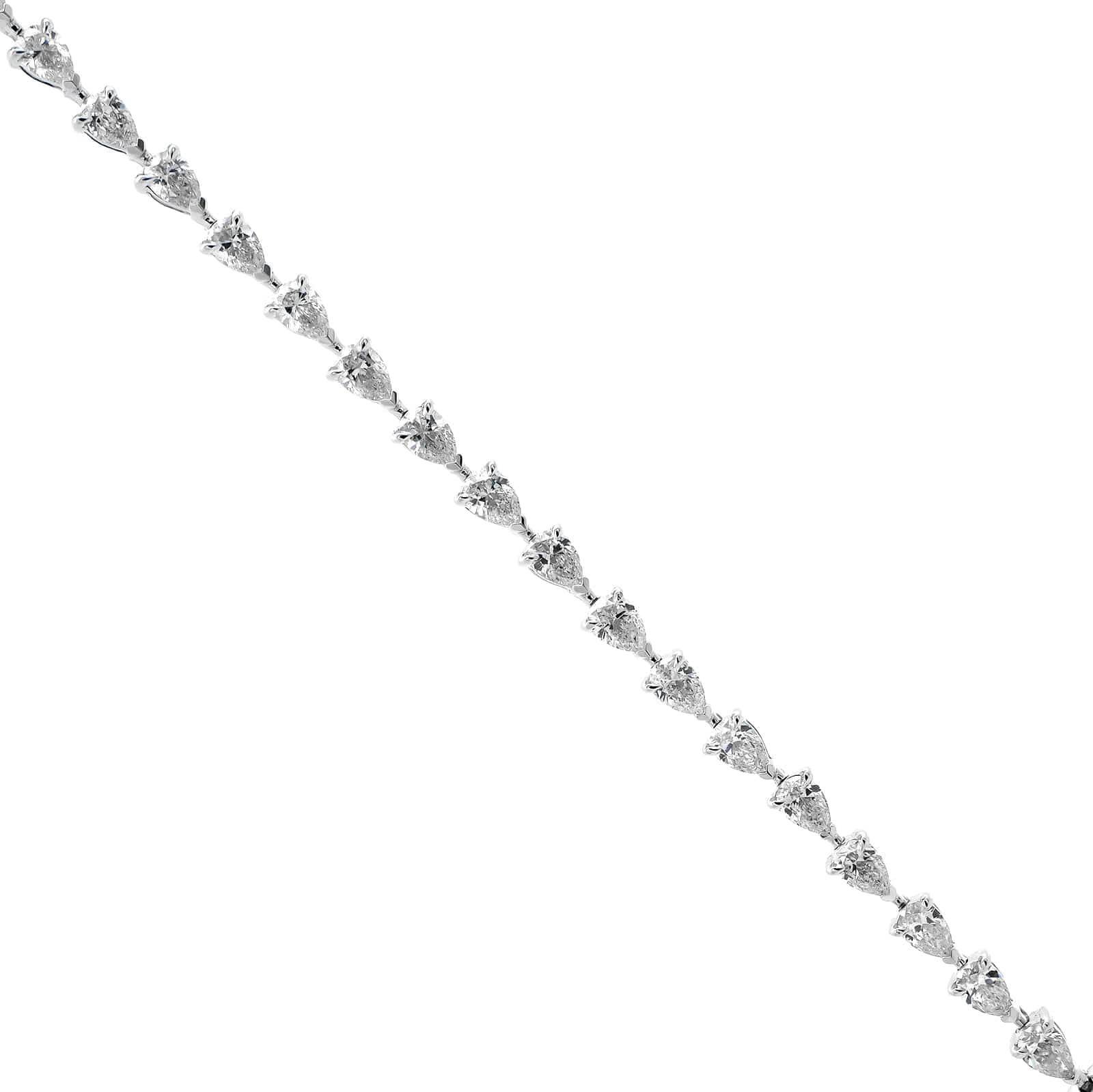 18K White Gold Pear Shaped Diamond Tennis Bracelet - Image 2