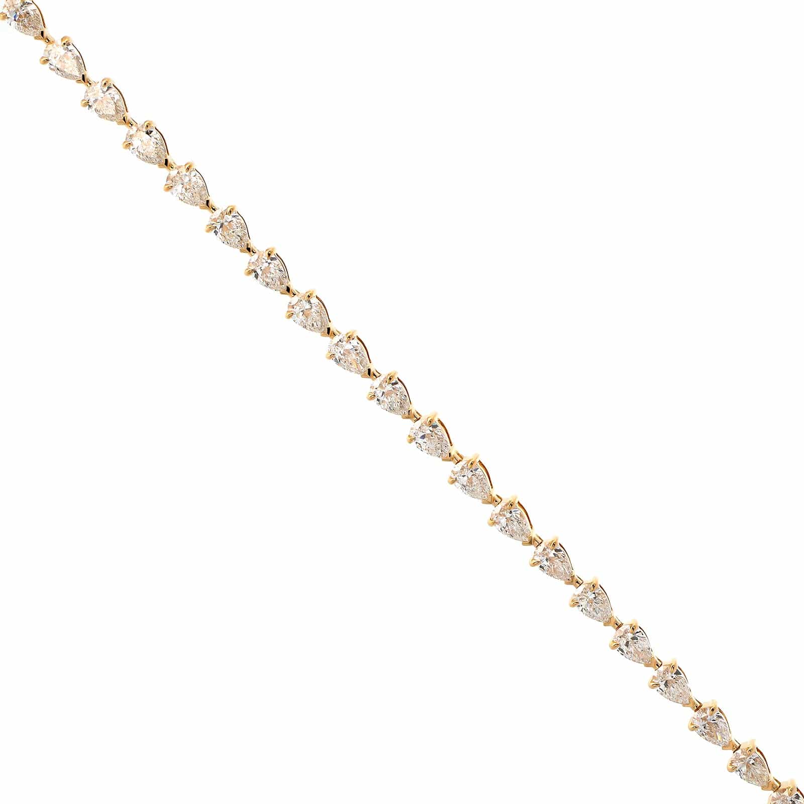 18K Yellow Gold Pear Shaped Diamond Tennis Bracelet - Image 2