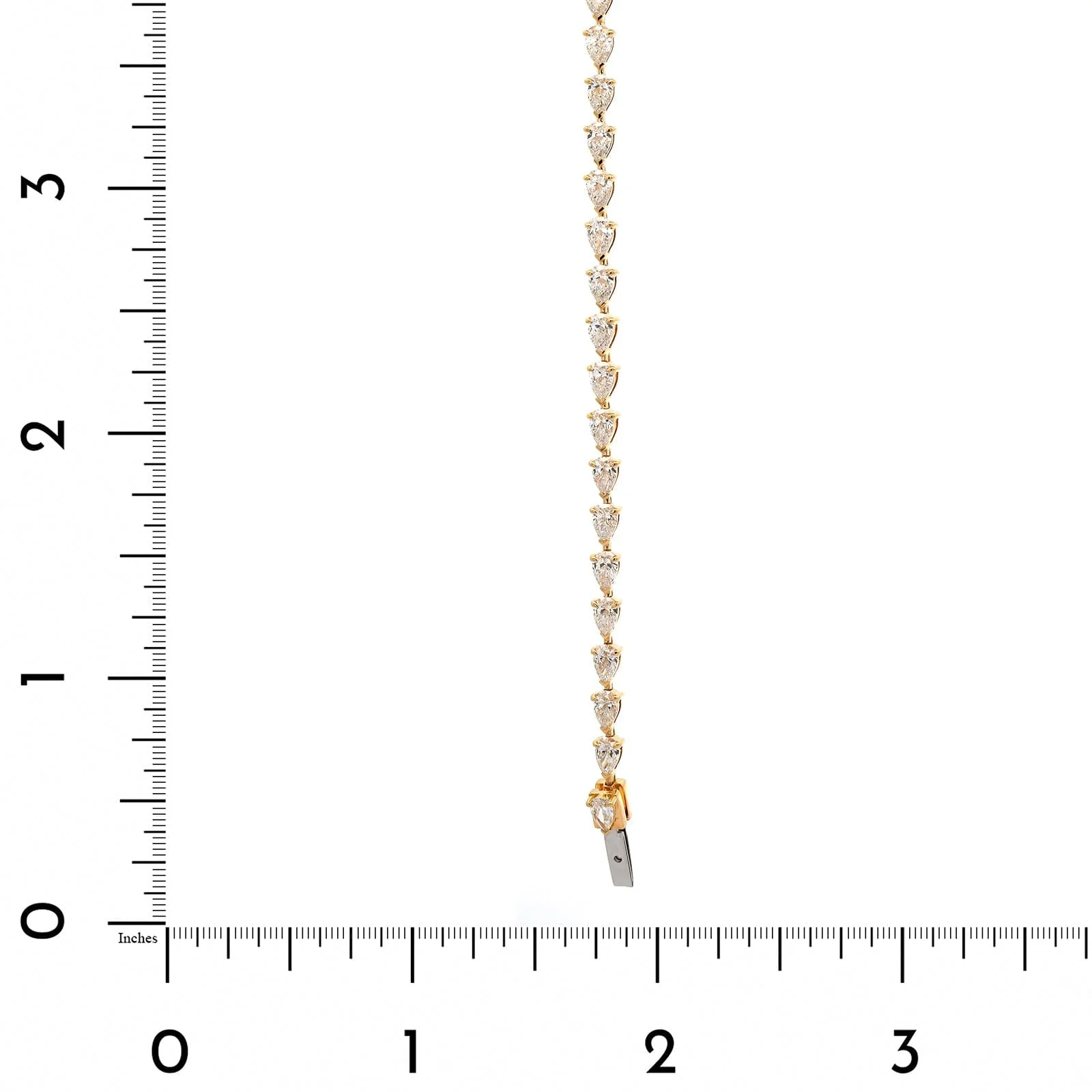 18K Yellow Gold Pear Shaped Diamond Tennis Bracelet - Image 3