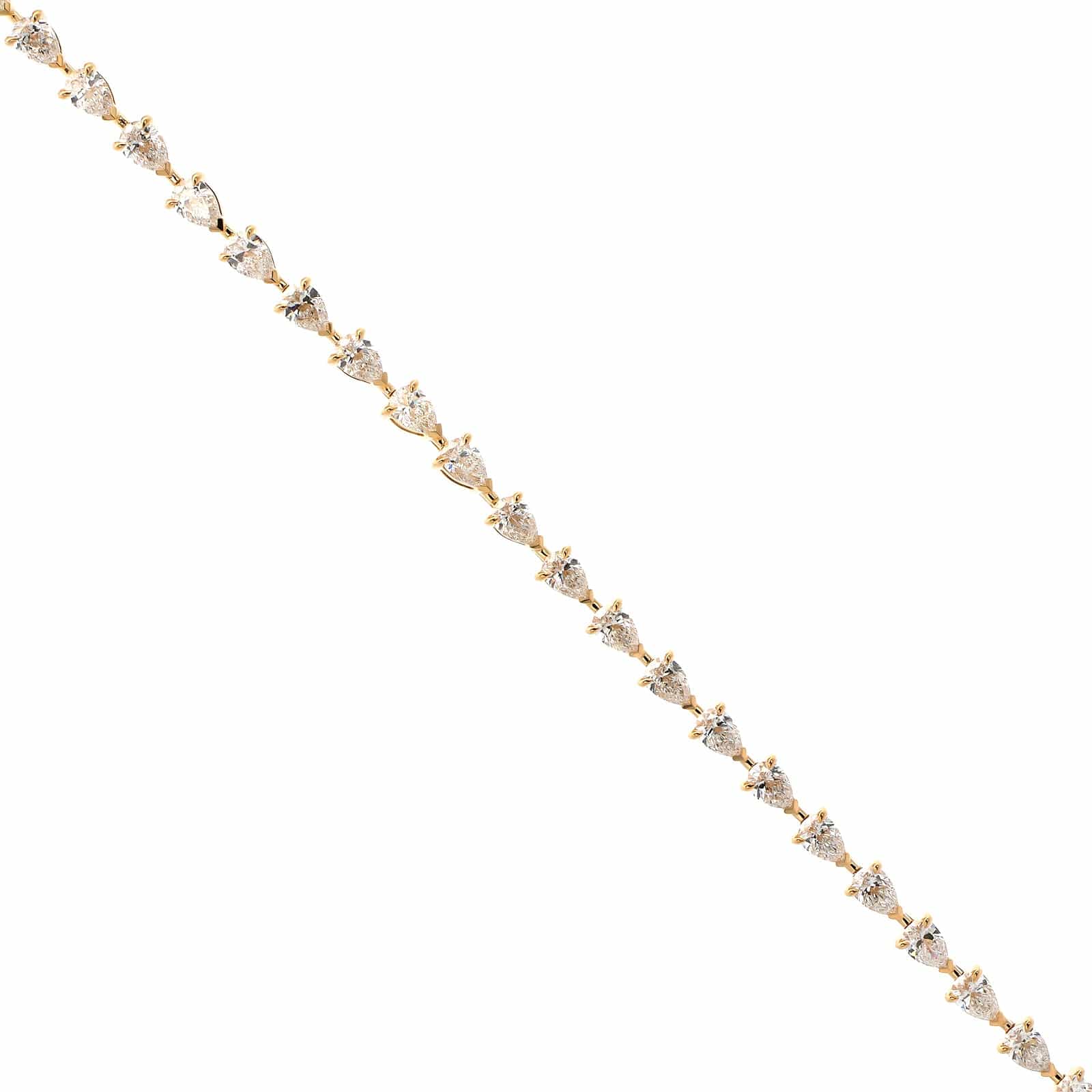 18K Yellow Gold Pear Shaped Diamond Tennis Bracelet - Image 2