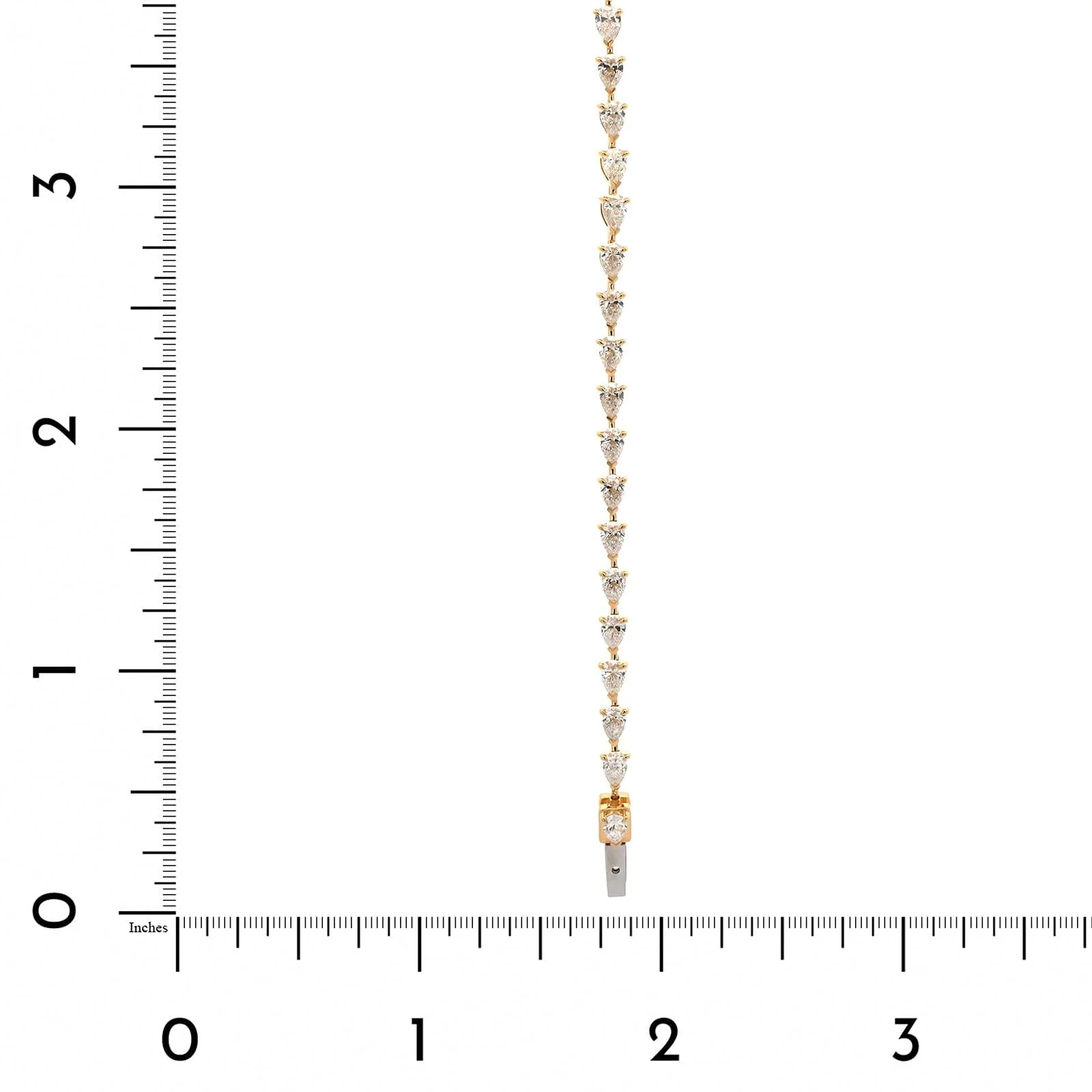 18K Yellow Gold Pear Shaped Diamond Tennis Bracelet - Image 3