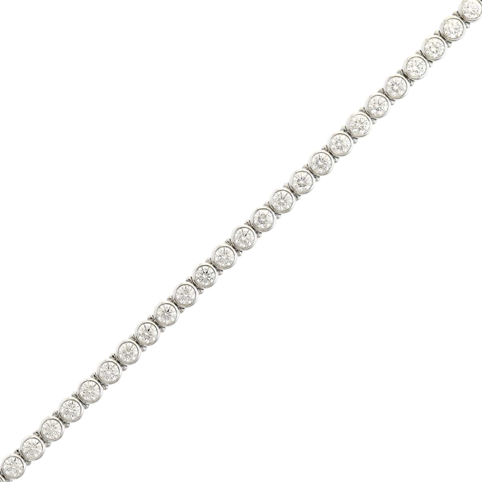 18K White Gold Bezel Set Round Diamond Tennis Bracelet - Image 2